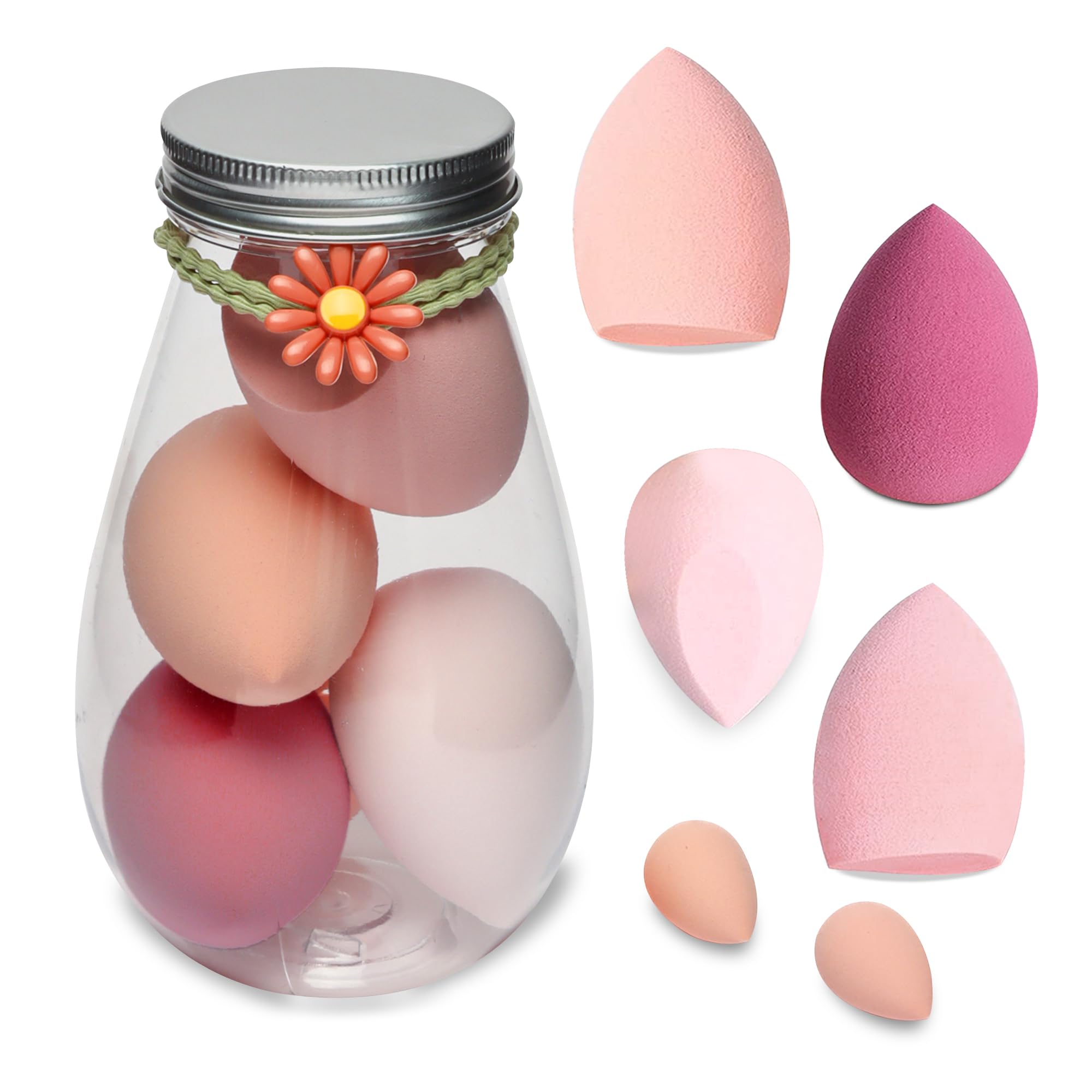 G4GADGET 6 Pcs Assorted Color Makeup Sponges with Reusable Bottle Case for Flawless Blending