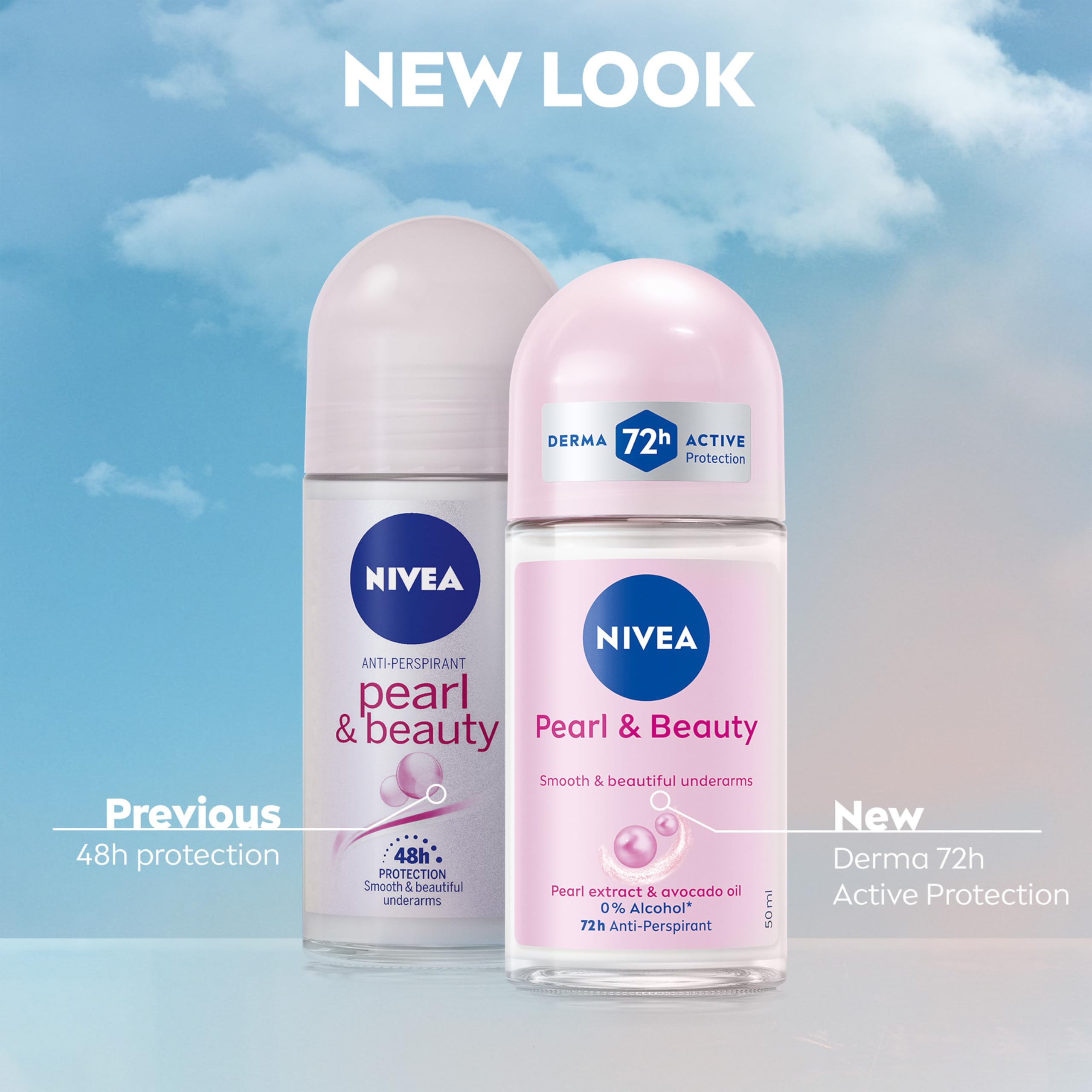 NIVEA Pearl & Beauty Anti-Perspirant Deodorant Roll On, 6 x 50ml Pack 6