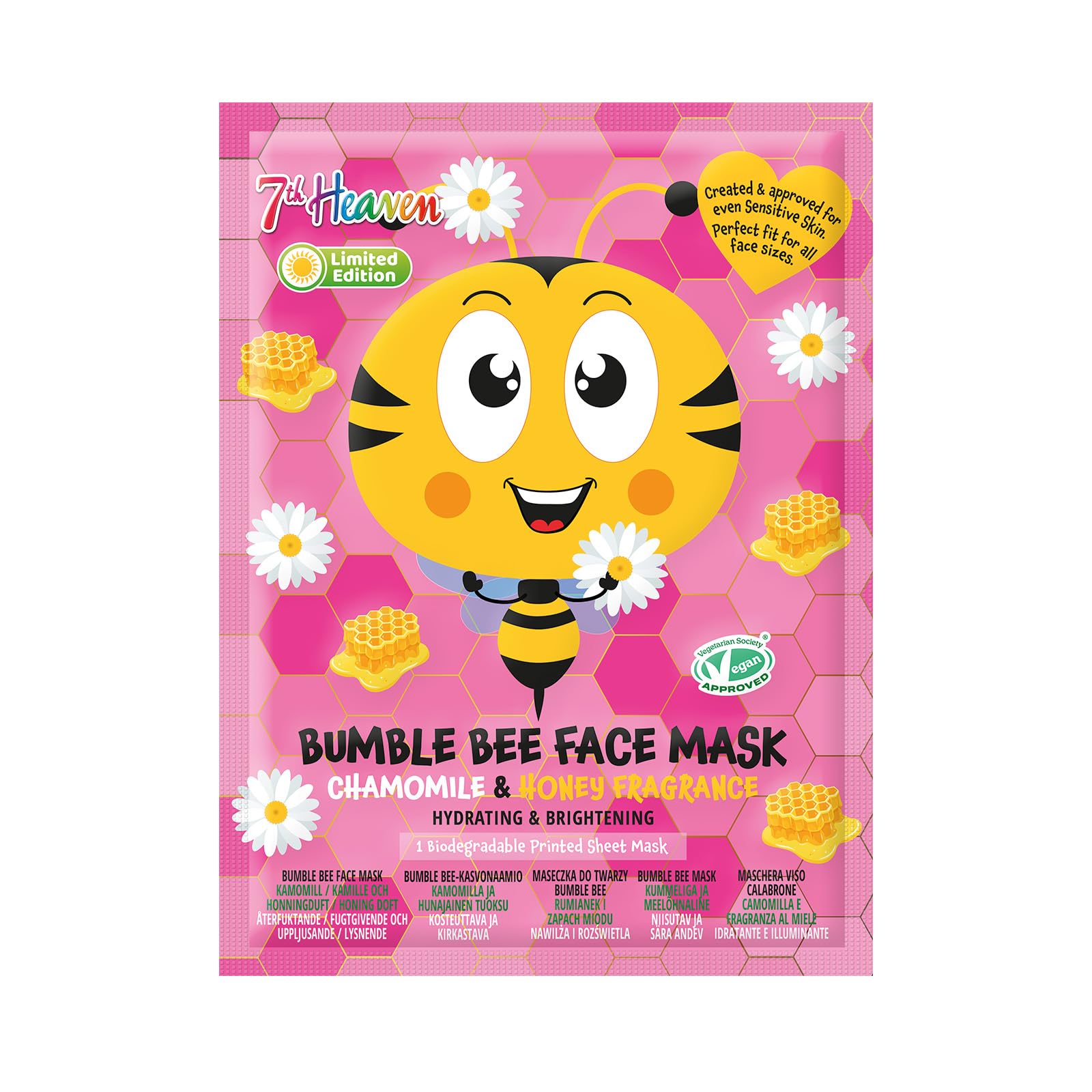 7th Heaven Limited Edition Bumble Bee Hydrating Sheet Mask with Honey & Chamomile