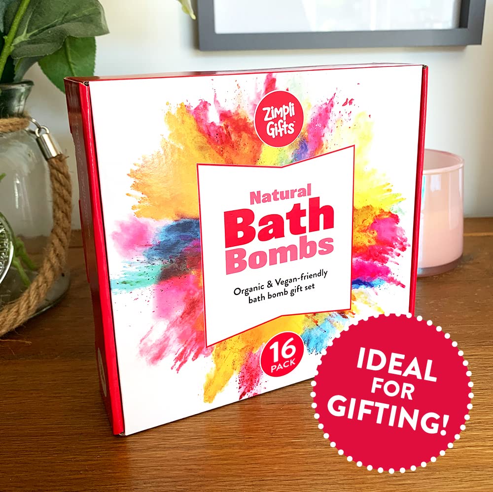 ZIMPLI 16-Piece UK Made Bath Bomb Gift Set for Women - Moisturising & Relaxing Spa Kit 3