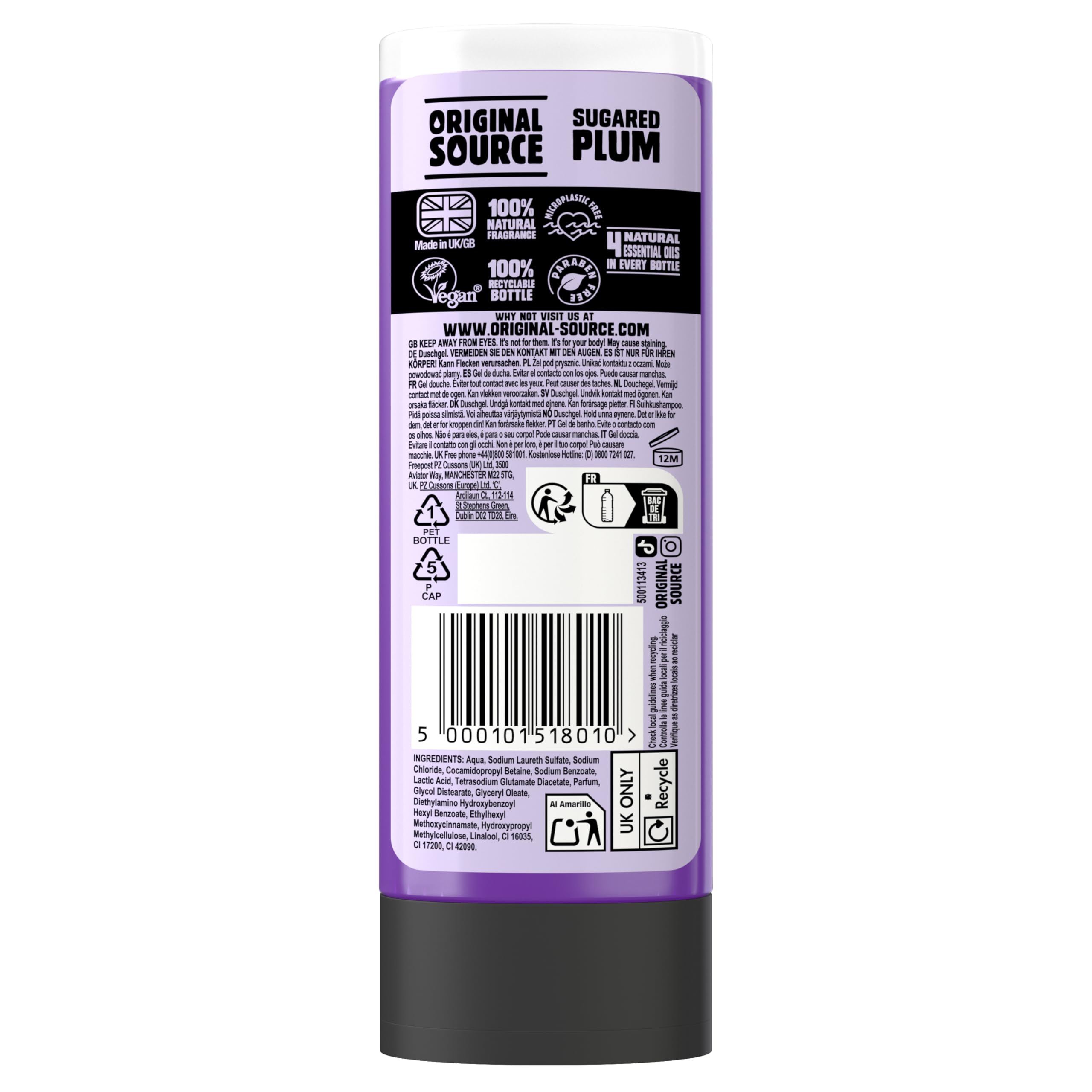 Original Source Sugared Plum Duschgel Multipack (6 x 250 ml) – Vegan &amp; Parabenfrei 6