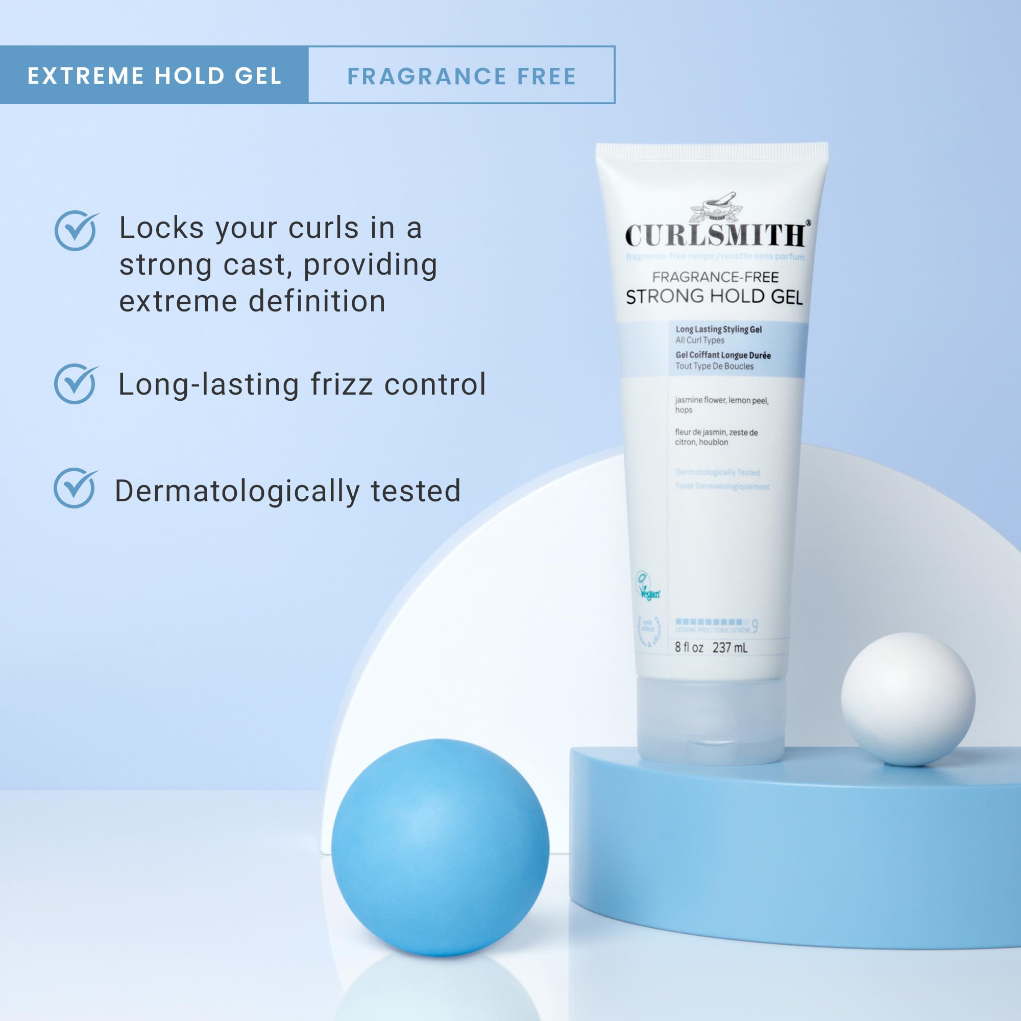 CURLSMITH Fragrance-Free Strong Hold Gel for Extreme Hold and Frizz Control 6