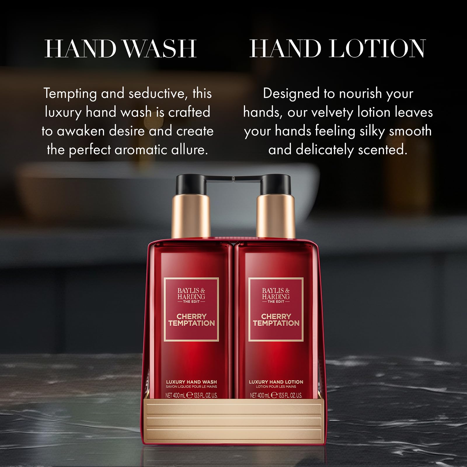Baylis & Harding The Edit Cherry Temptation Hand Care Duo Gift Set - 400ml Wash & Lotion