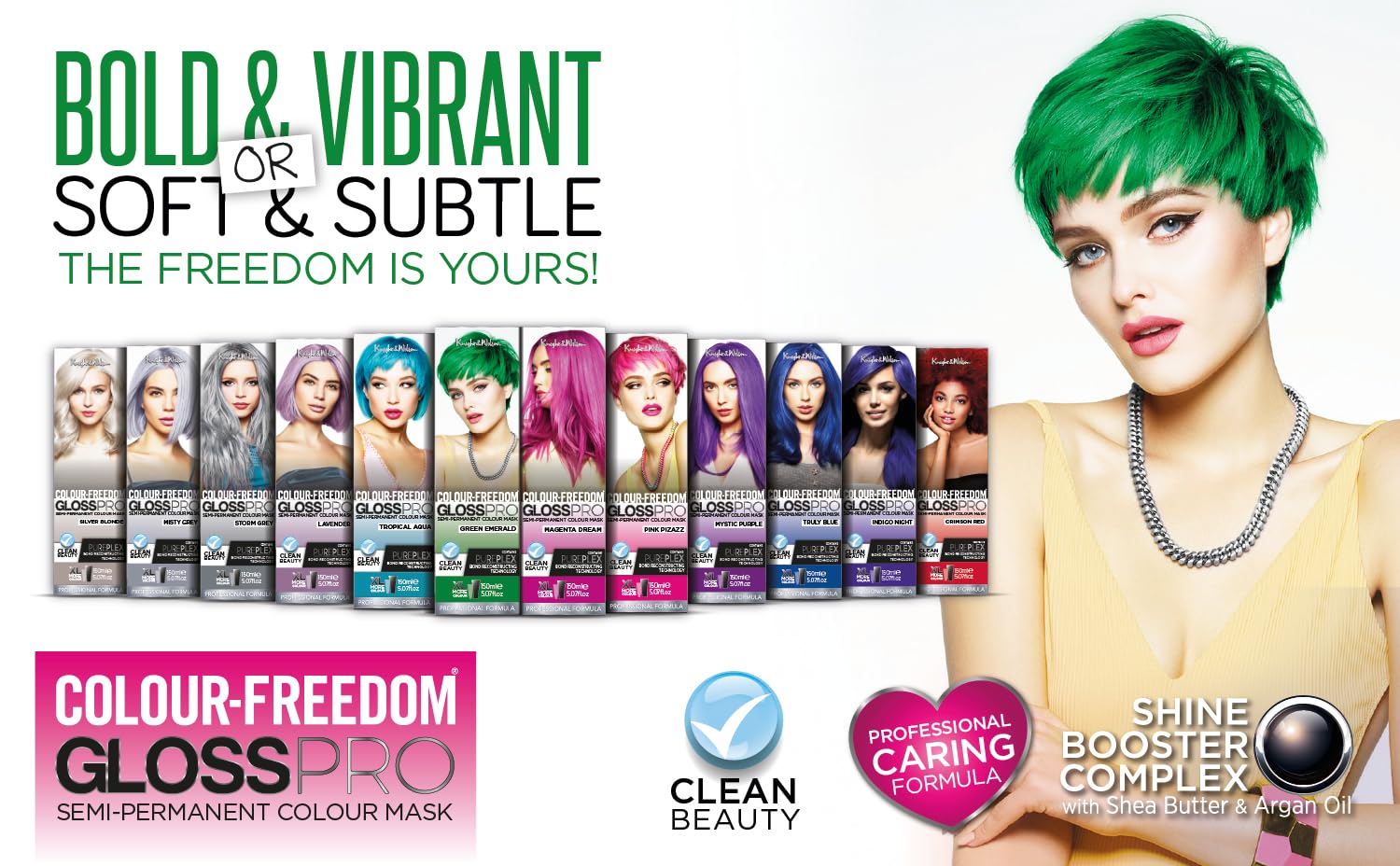 Knight & Wilson Colour Freedom Gloss Pro Semi-Permanent Hair Colour 150ml Emerald Green 7