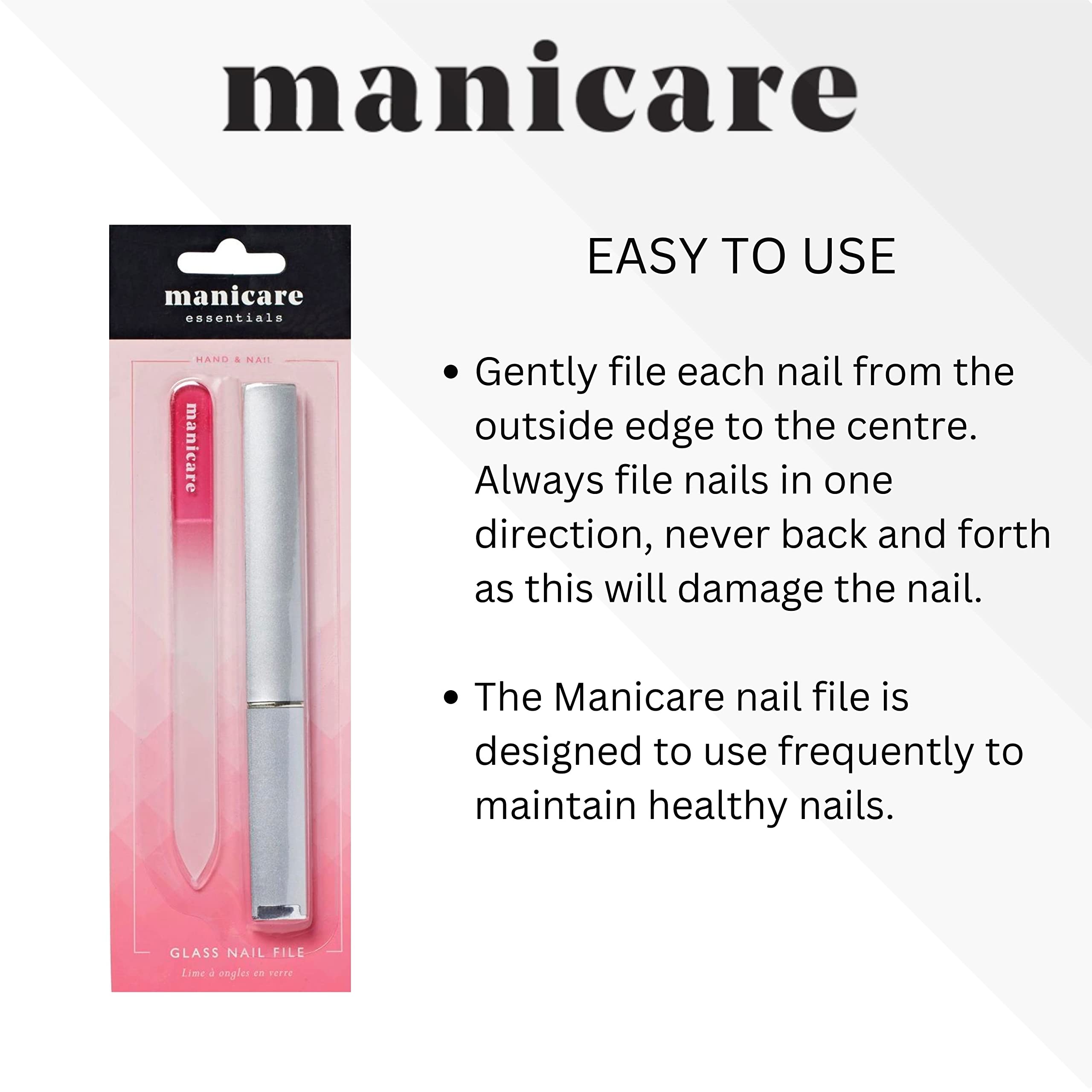 Manicare 3 Pack Strong Glass Nail Files for Natural & Artificial Nail Shaping 3