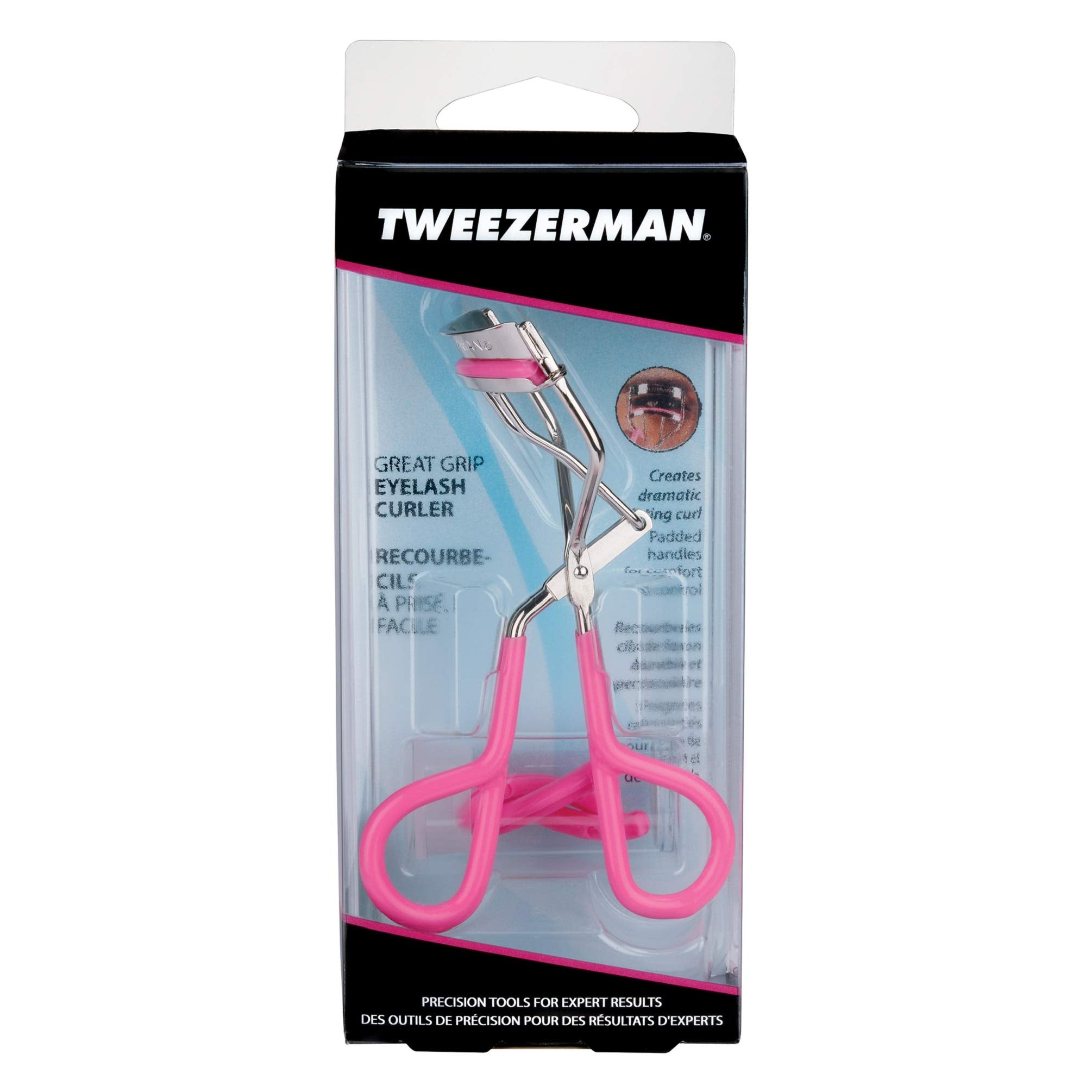 Tweezerman Neon Great Grip Eyelash Curler in Pink for Travel and Gifts 3