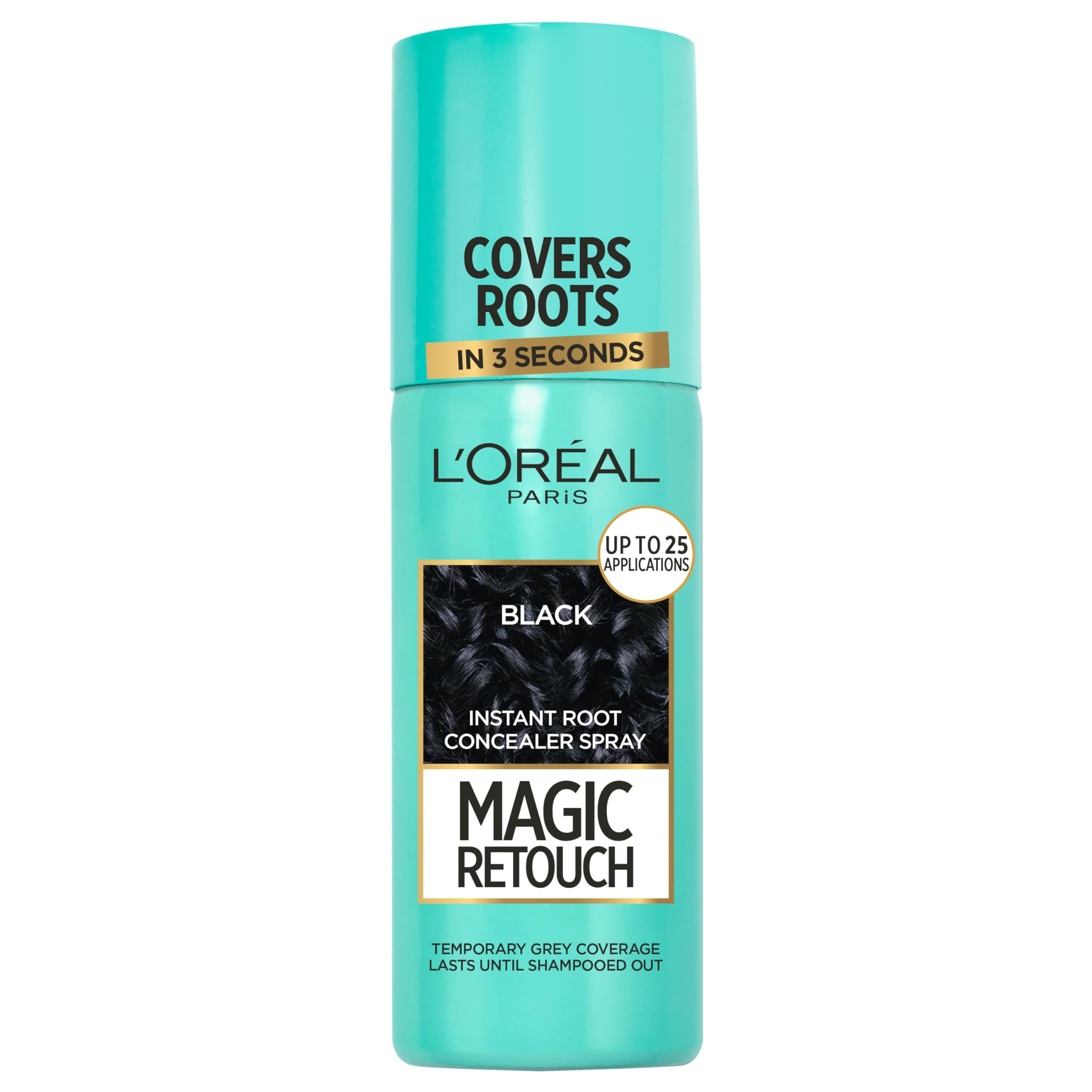 L'Oréal Magic Retouch Instant Root Concealer Spray, Black, 75 ml - Quick Grey Coverage