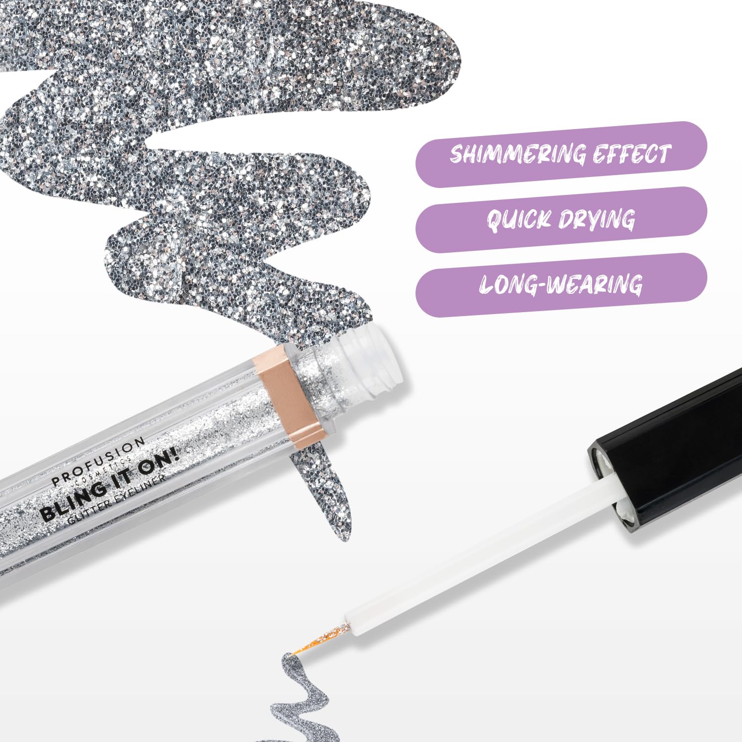 Profusion Cosmetics Glitter Eyeliner - Shimmering Golden Hue for Long-Lasting Eye Makeup 4