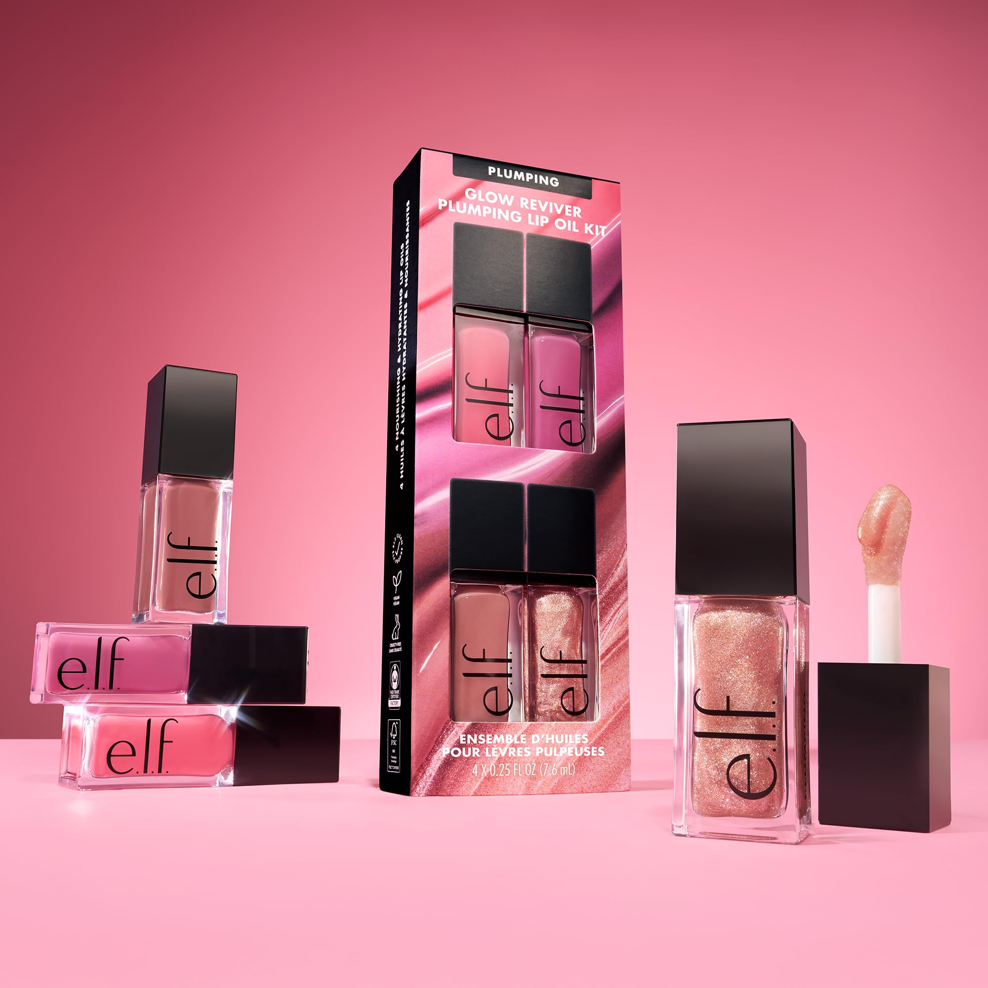 e.l.f. Glow Reviver Plumping Lip Oil Kit with 4 Nourishing Tinted Shades 5