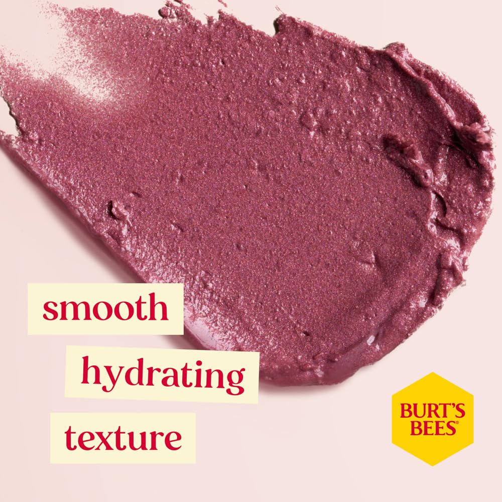 Burt's Bees Lip Shimmer in Plum with Peppermint Oil for Moisturizing Tinted Colour 3