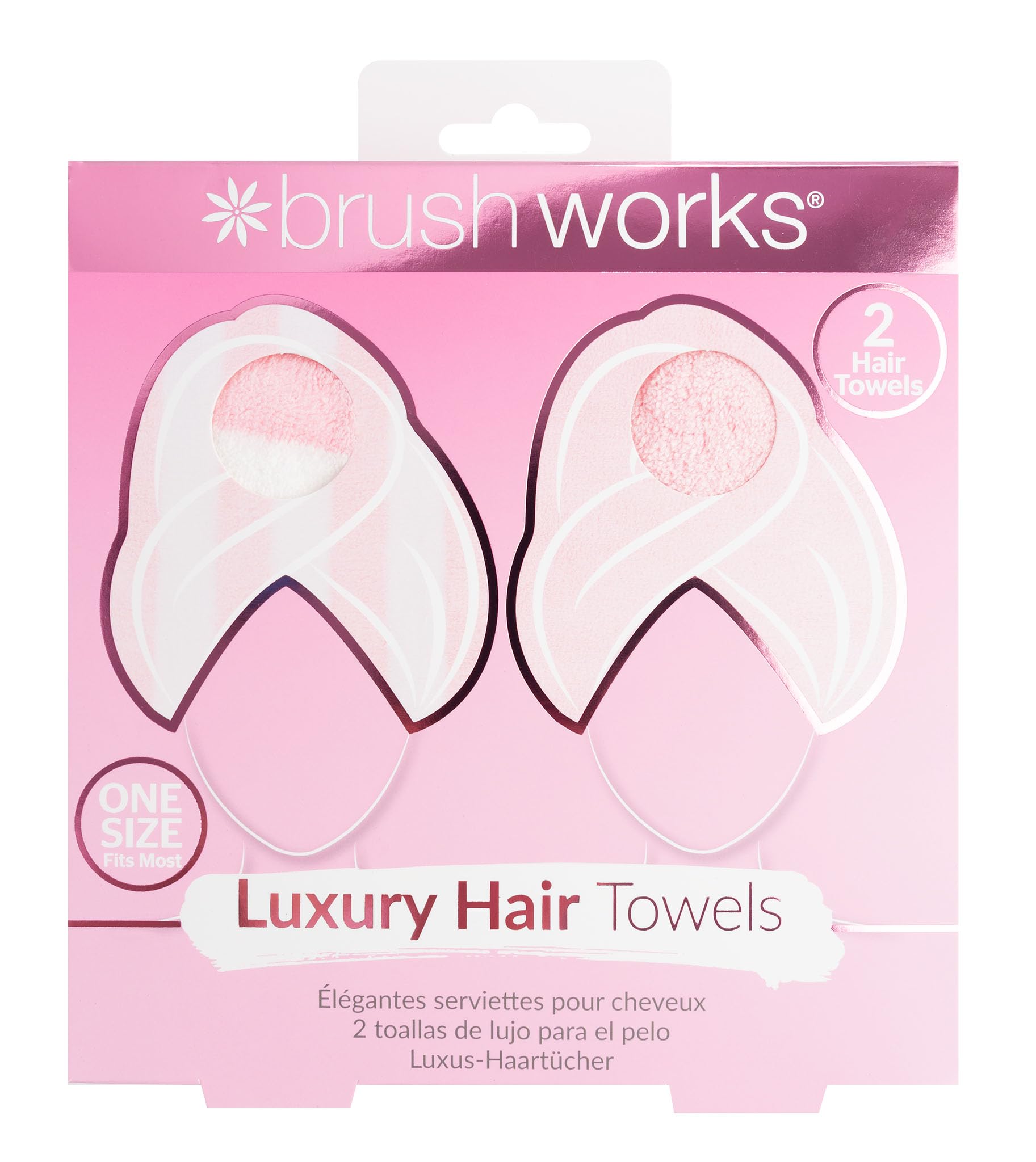 Brushworks Luxury Microfibre Hair Towel Wraps - 2 Pack for Frizz Reduction