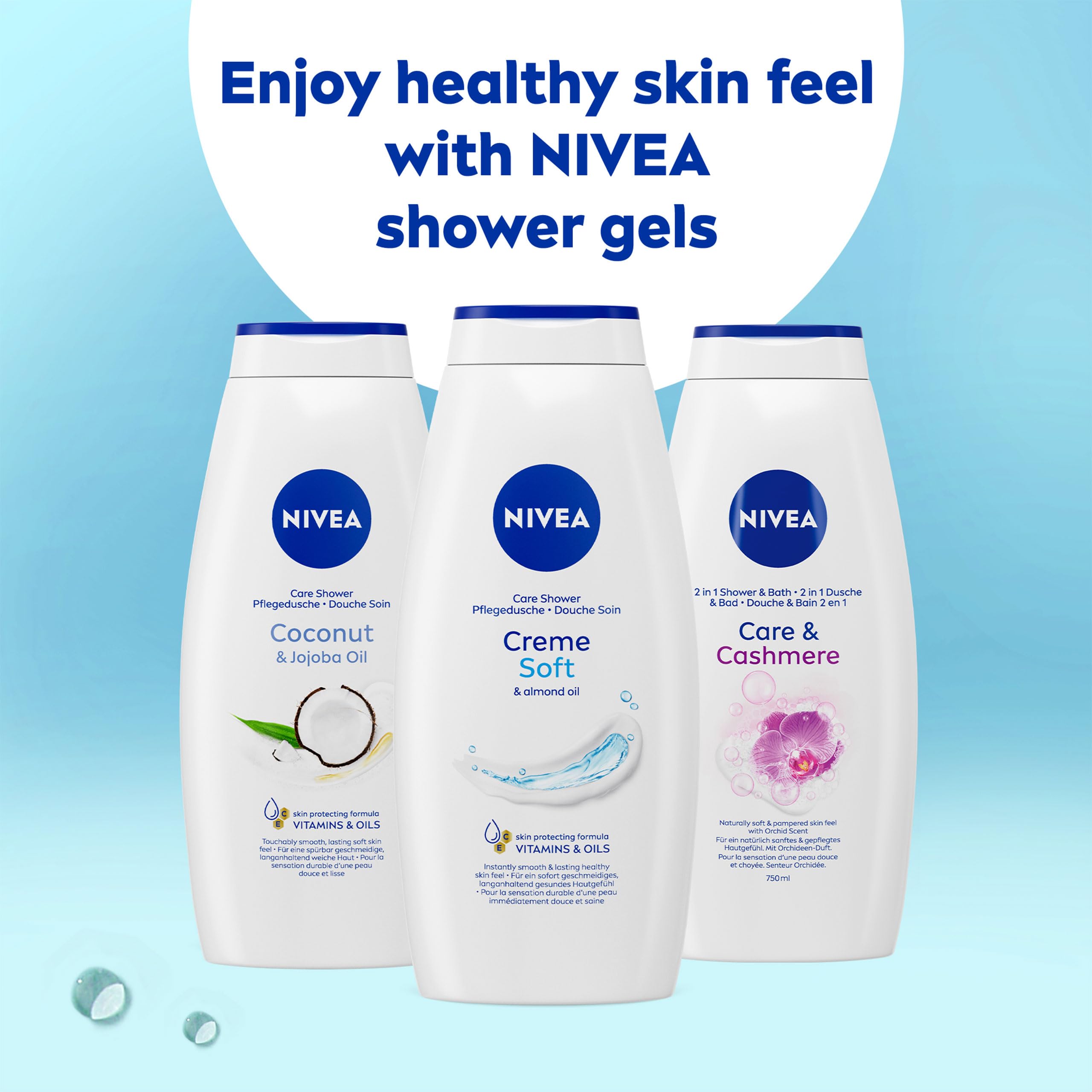 NIVEA Care Shower Creme Soft (750 ml) with Almond Oil, Vitamin C & E for Moisturised Skin 6