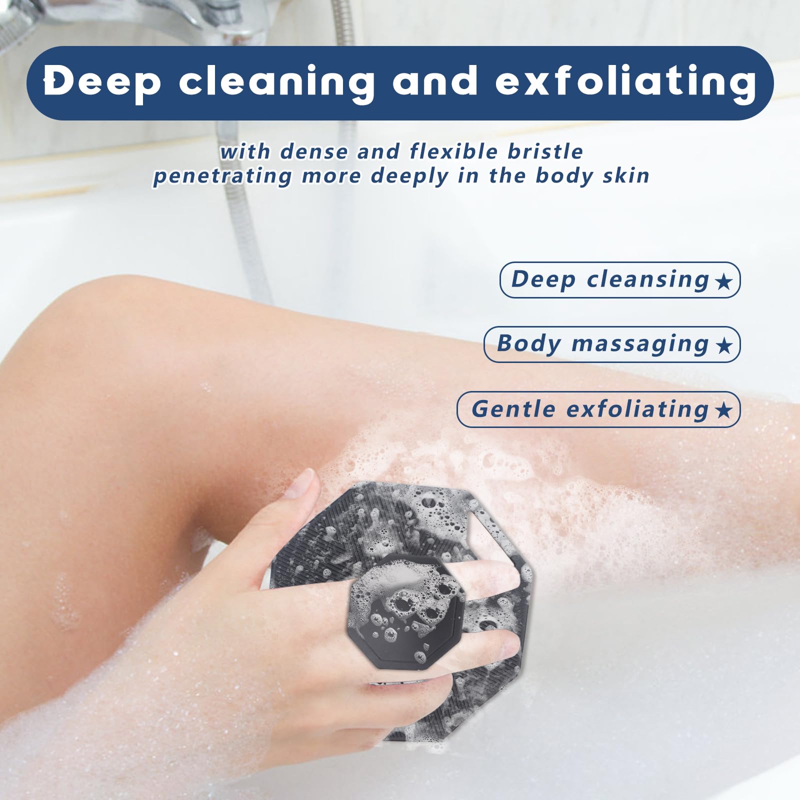 Alyvisun Silicone Body Scrubber with Hook and Suction Handle for Gentle Exfoliation and Massage 3