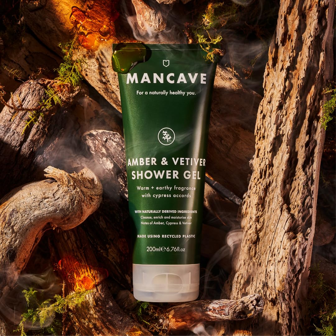 ManCave Amber Vetiver Mens Shower Gel Body Wash with Natural Ingredients