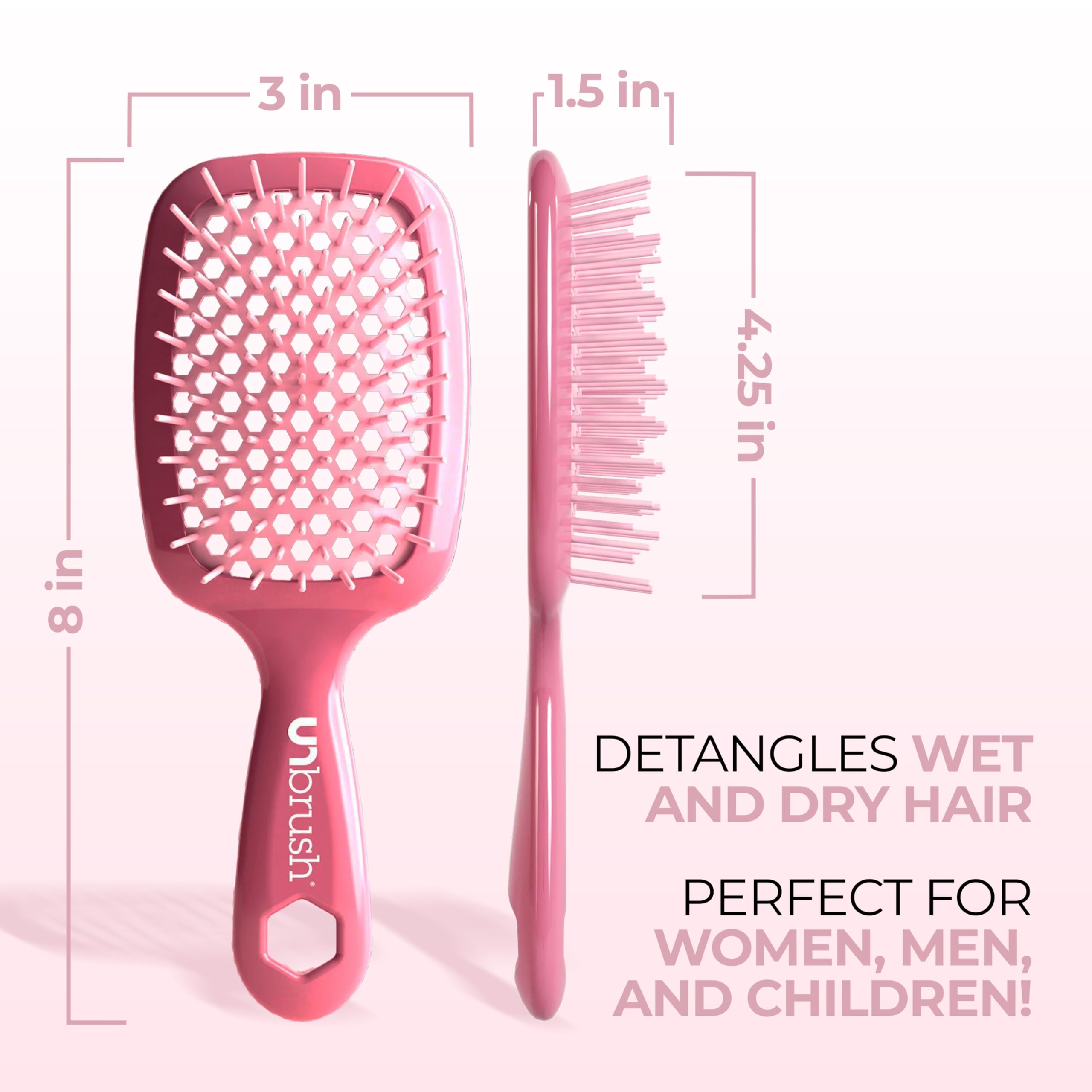 FHI HEAT UNbrush Wet & Dry Vented Detangling Hair Brush, Rose Dark Pink 5