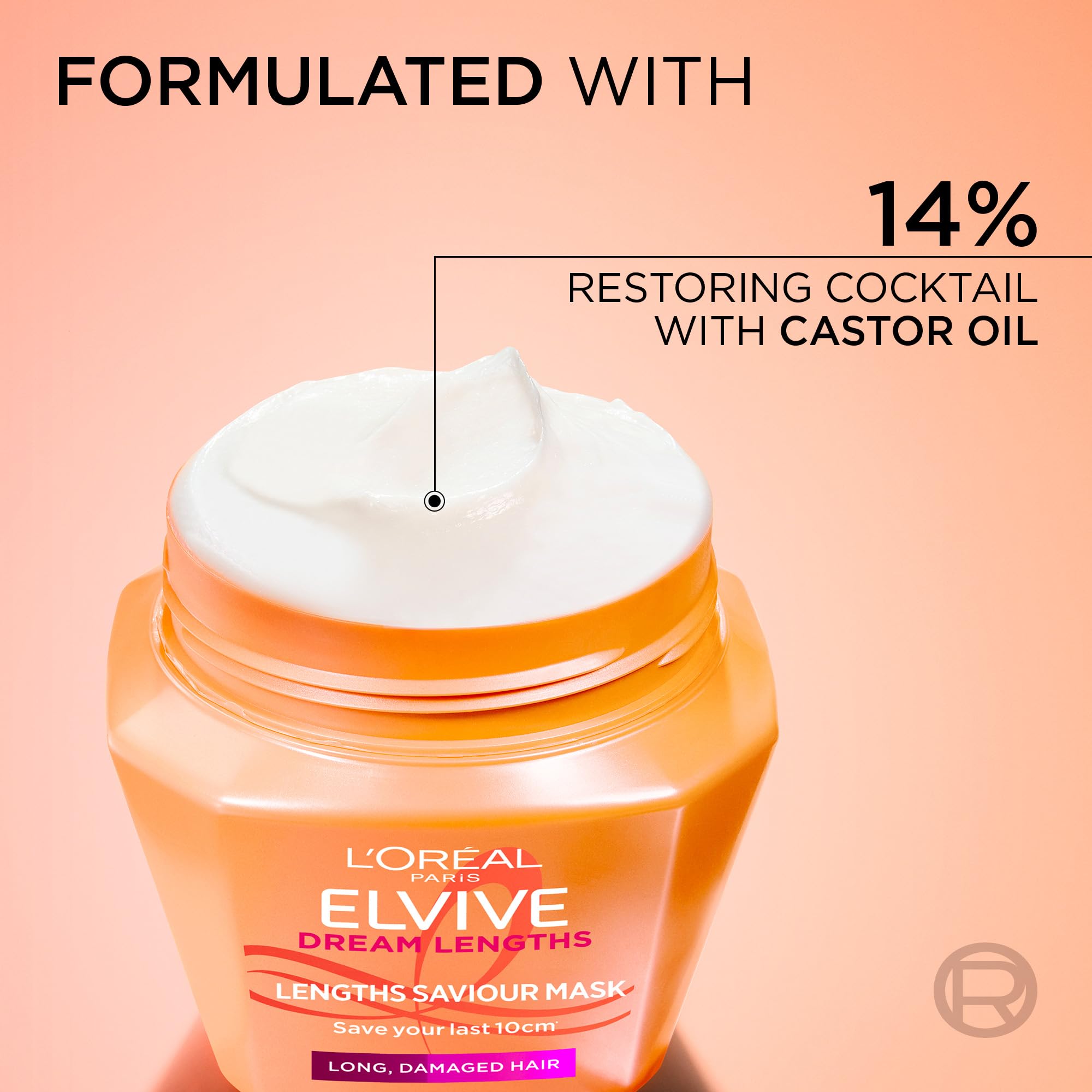 L'Oréal Paris Elvive Dream Lengths Hair Mask with 15% Restoring Castor Oil, 300ml 4