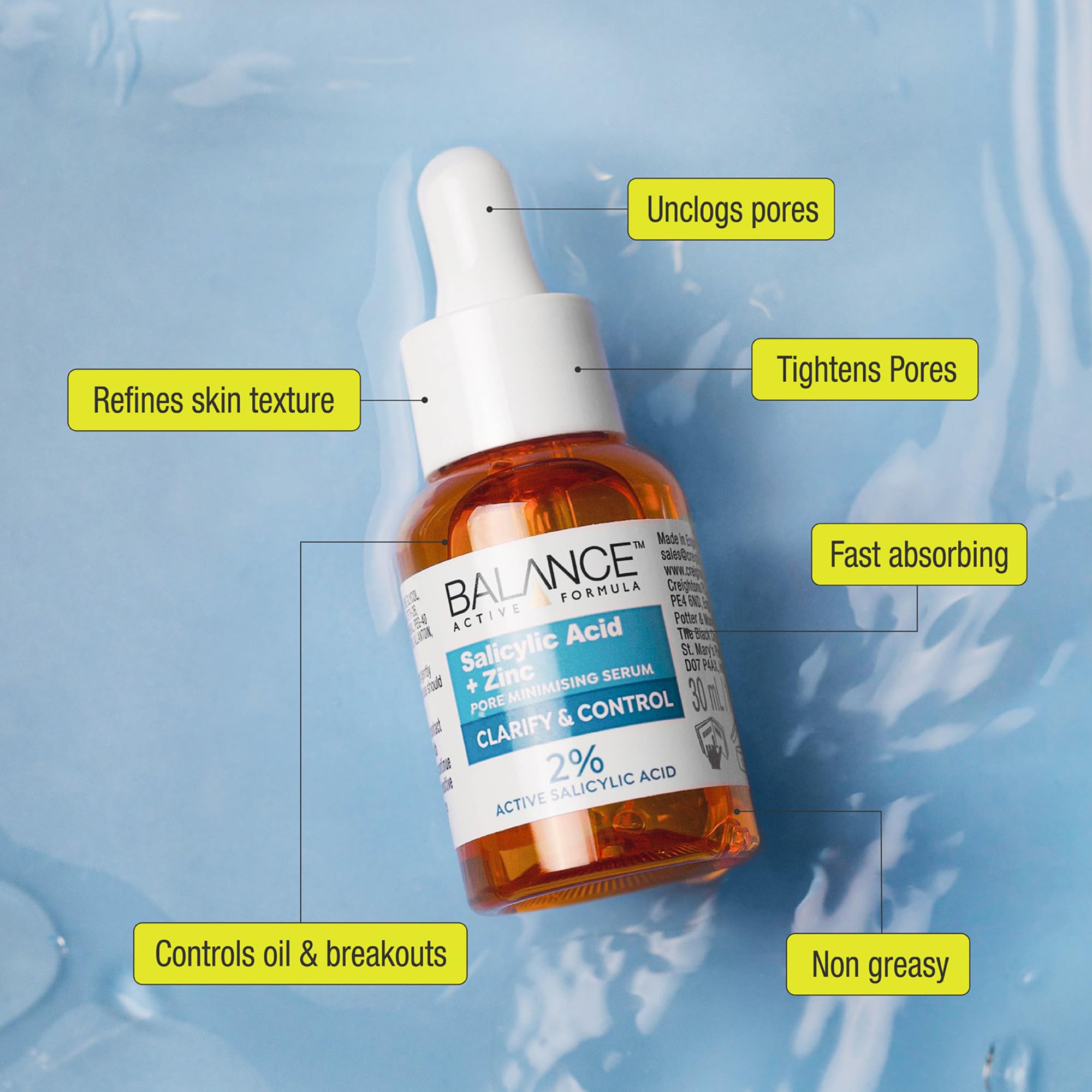 Balance Active Formula Serum mit Salicylsäure und Zink zur Porenverfeinerung bei Unreinheiten, verfeinerten Poren und regulierender Talgproduktion – 30 ml 3