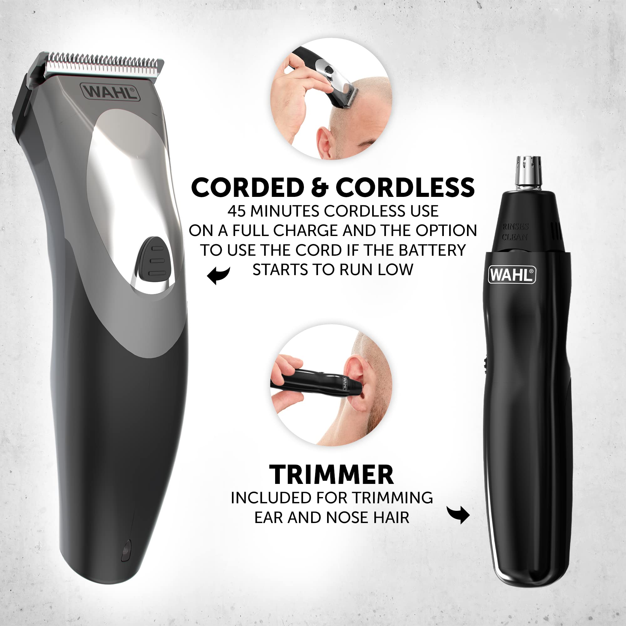 Wahl Clip N Rinse Cordless/Corded Hair Clipper and Personal Trimmer Kit