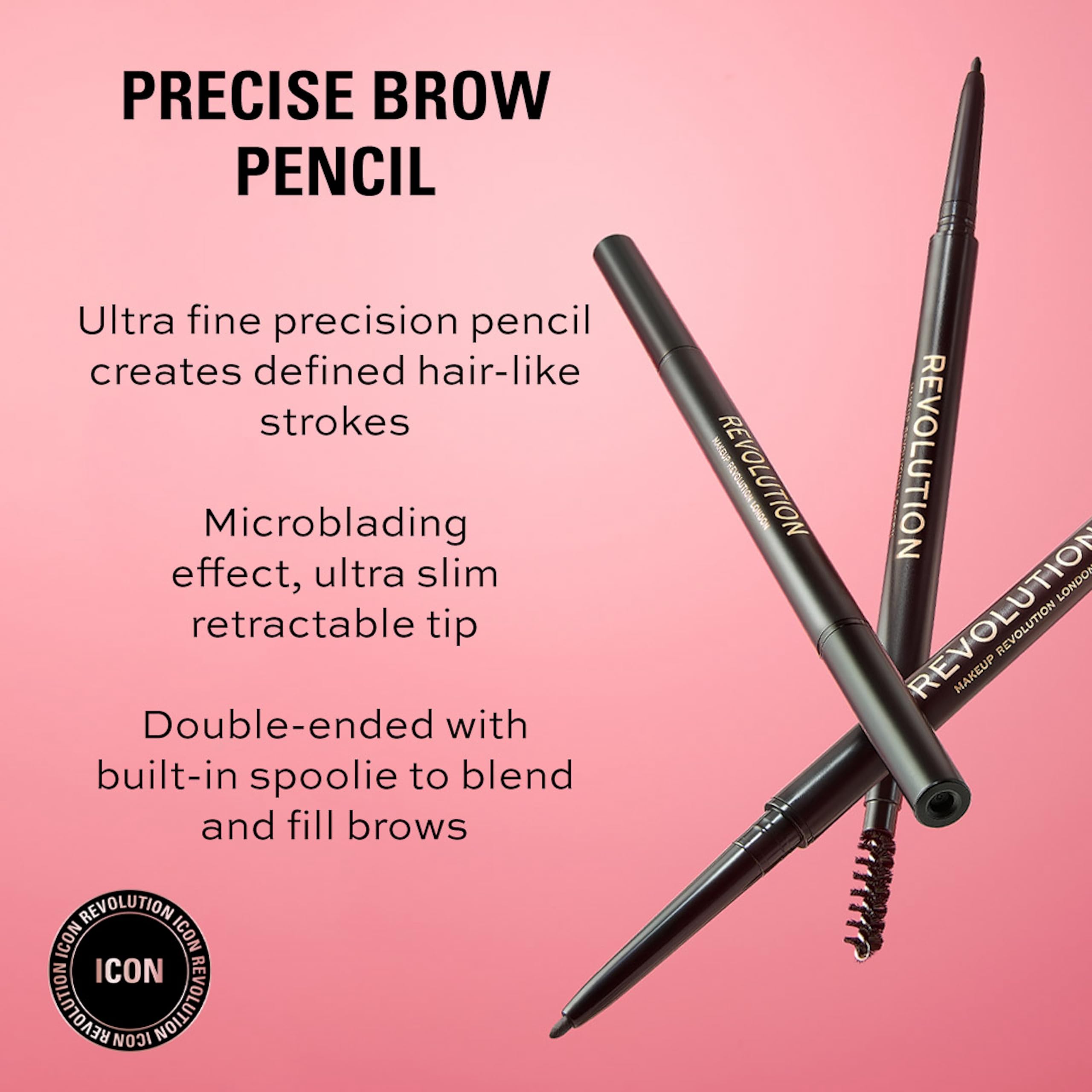 Revolution Beauty London Precise Brow Pencil, Double-Ended Tool, Dark Brown