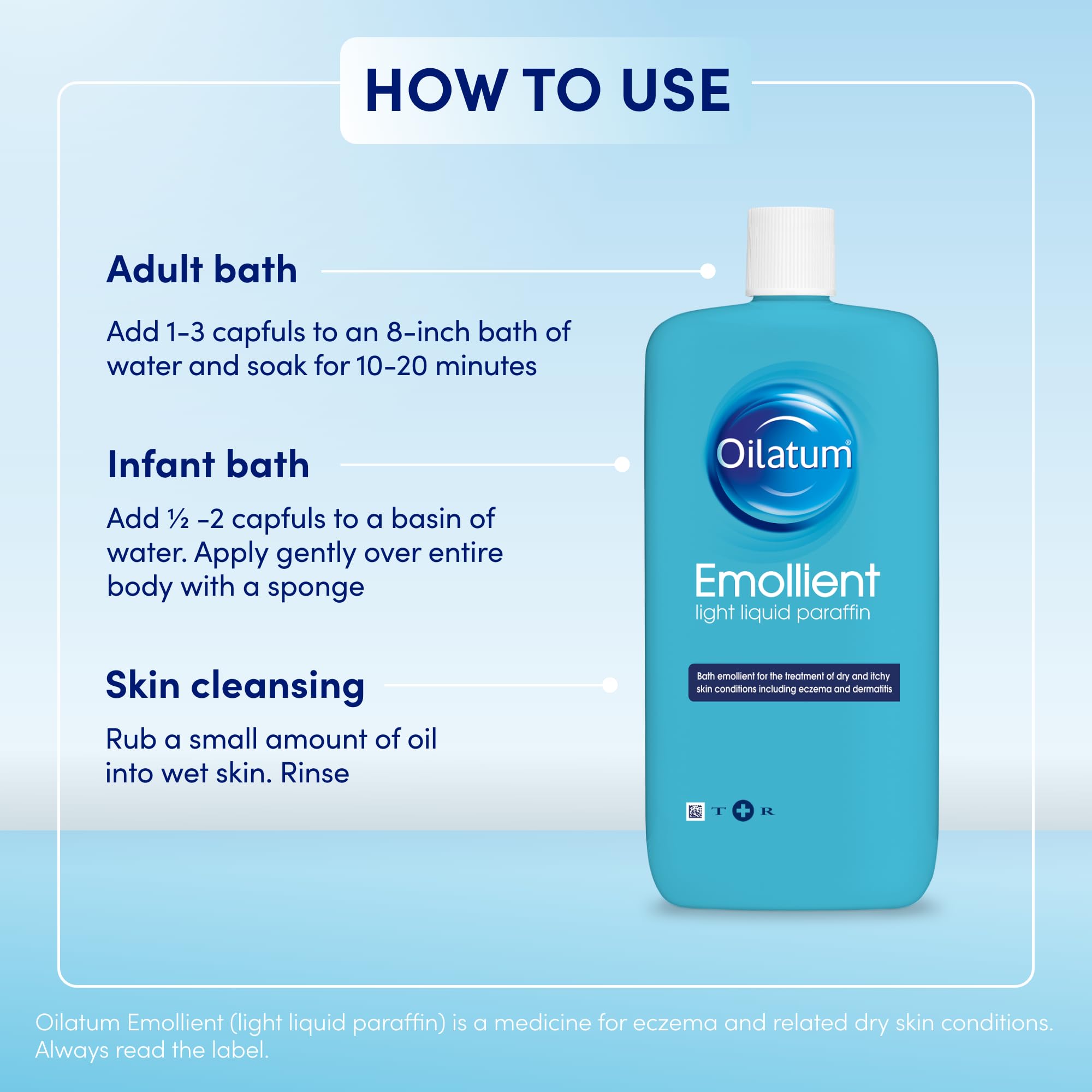 Oilatum Emollient Bath Liquid for Eczema, Psoriasis & Dry Skin Relief, 500ml 6