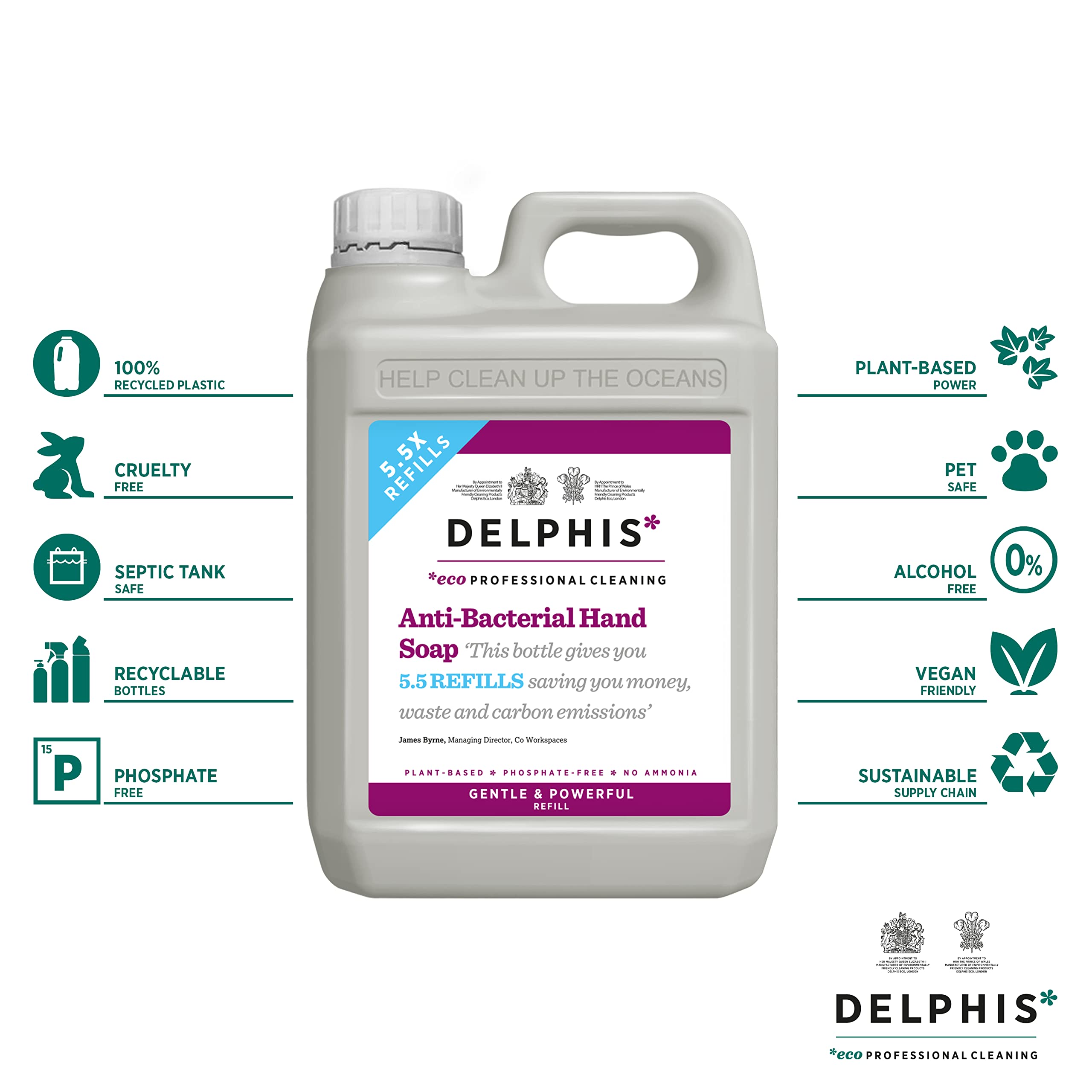 DELPHISECO Anti-Bacterial Hand Soap Refill 2 Litre | Vegan Friendly Sanitizing Wash 3