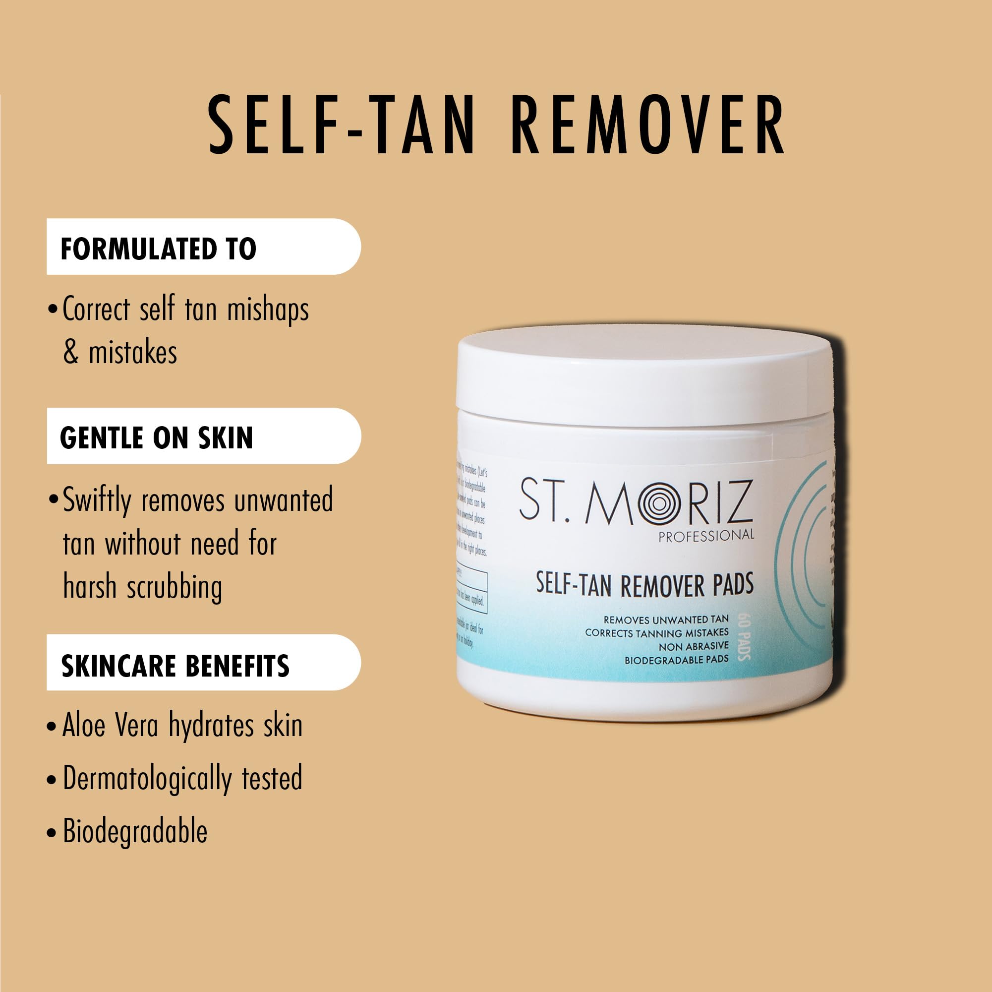 ST. MORIZ Professional Self Tan Remover Pads - Instant Correction & Gentle Removal (60 Count)