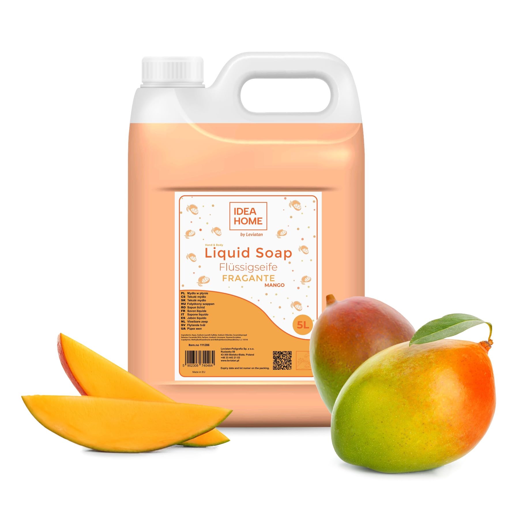 IDEA HOME FRAGANTE Liquid Hand Soap 5L - Mango Scented Cream Soap Rich in Vitamins