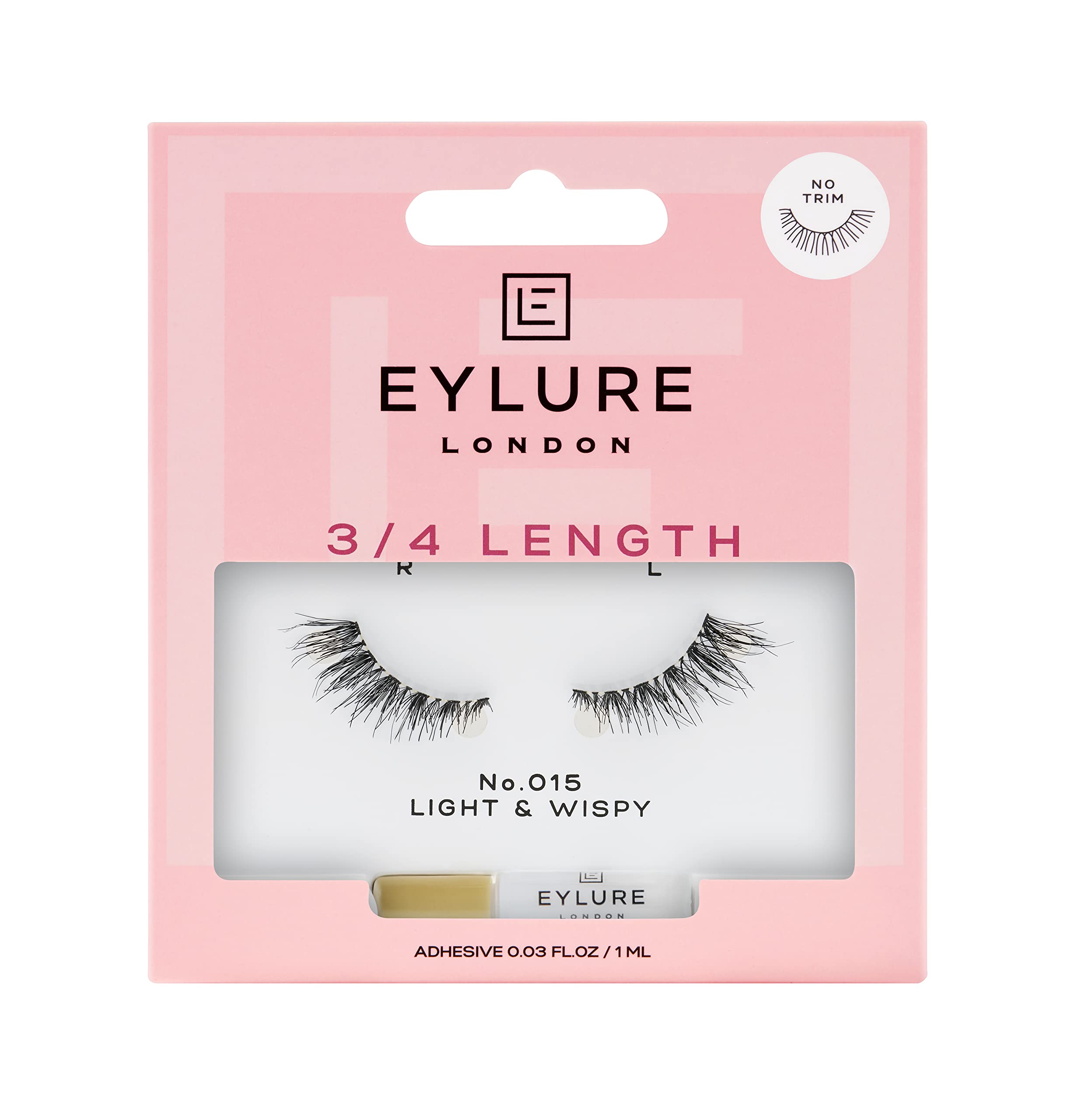 Eylure 3/4 Length False Lashes No. 015 with Latex-Free Glue
