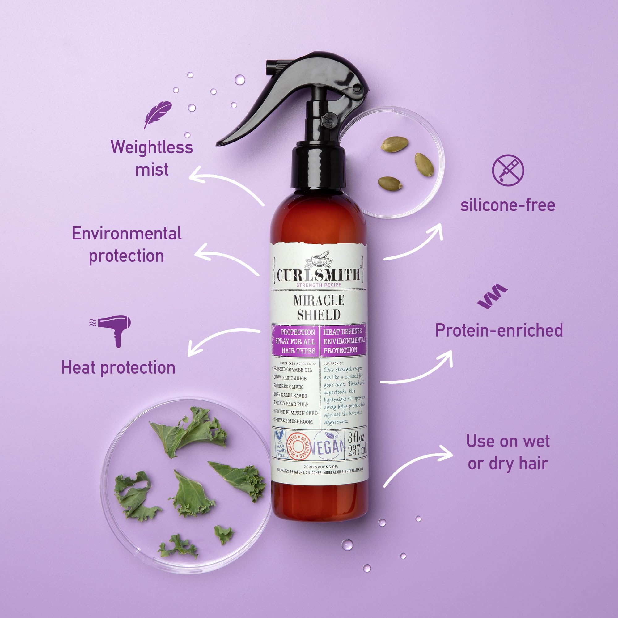 Curlsmith Miracle Shield Protein-Rich Hair Protection Spray for All Curls
