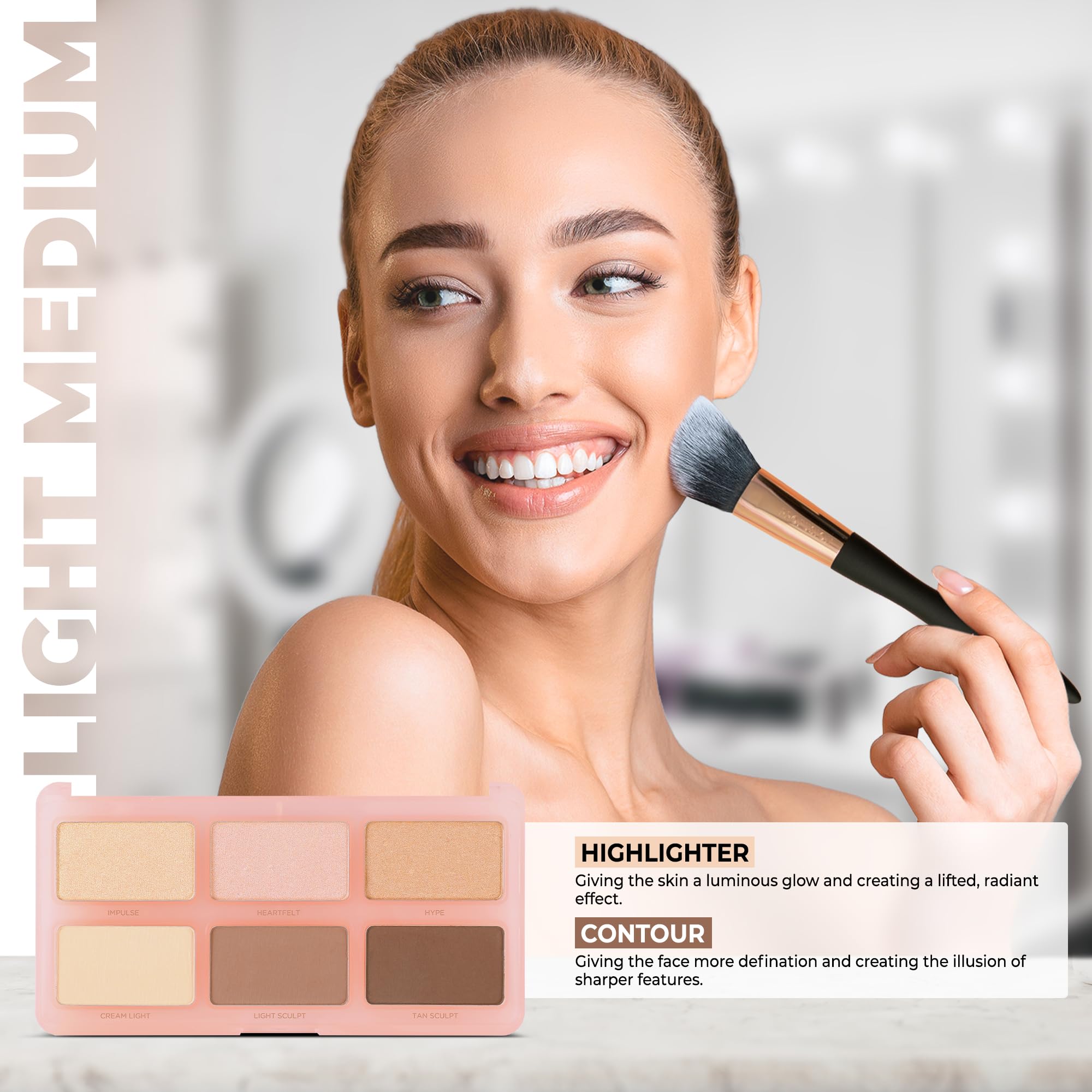 Profusion Cosmetics Mini Artistry Highlight & Contour Palette I - Light Medium