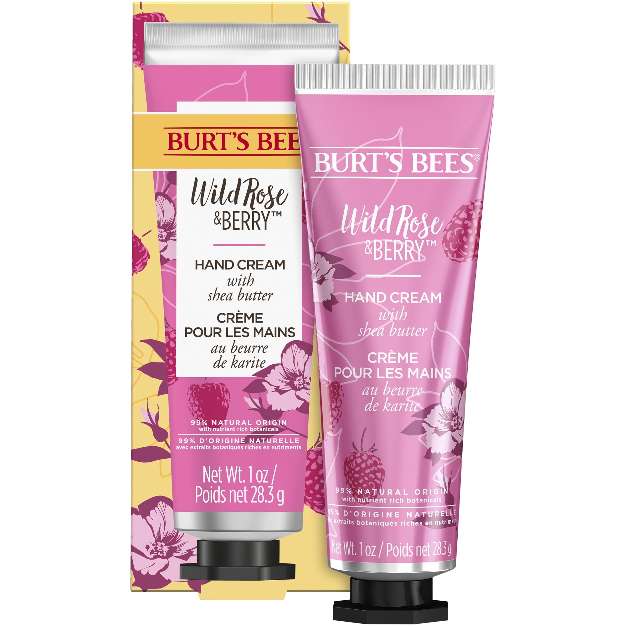 Burt’s Bees Handcreme für sehr trockene Hände, Wildrose &amp; Beere, Feuchtigkeitscreme mit pflegender Sheabutter, 28,3 g