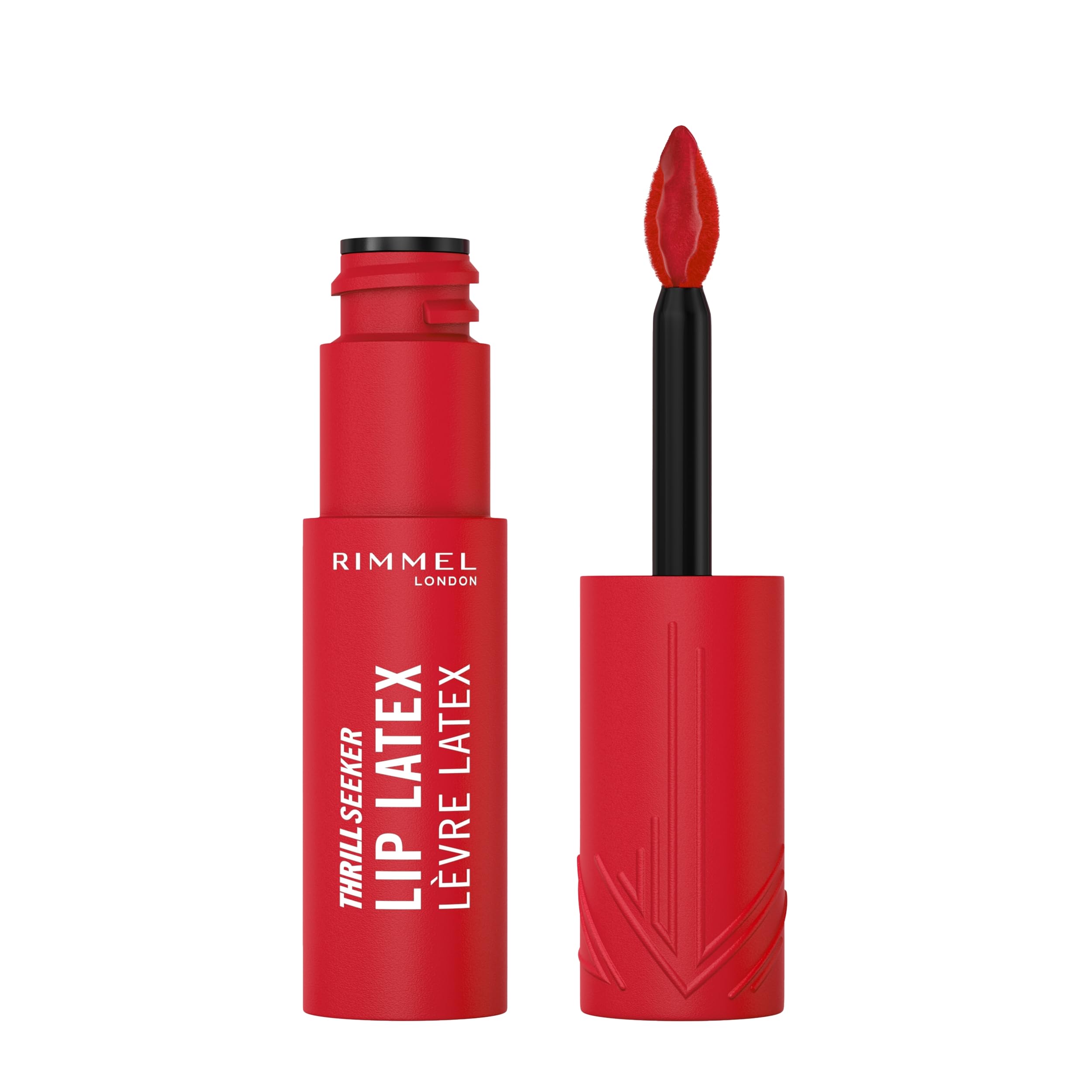 Rimmel Thrill Seeker Lip Latex Liquid Lipstick, 400 Rimmel Red, Ultra-Smooth Finish