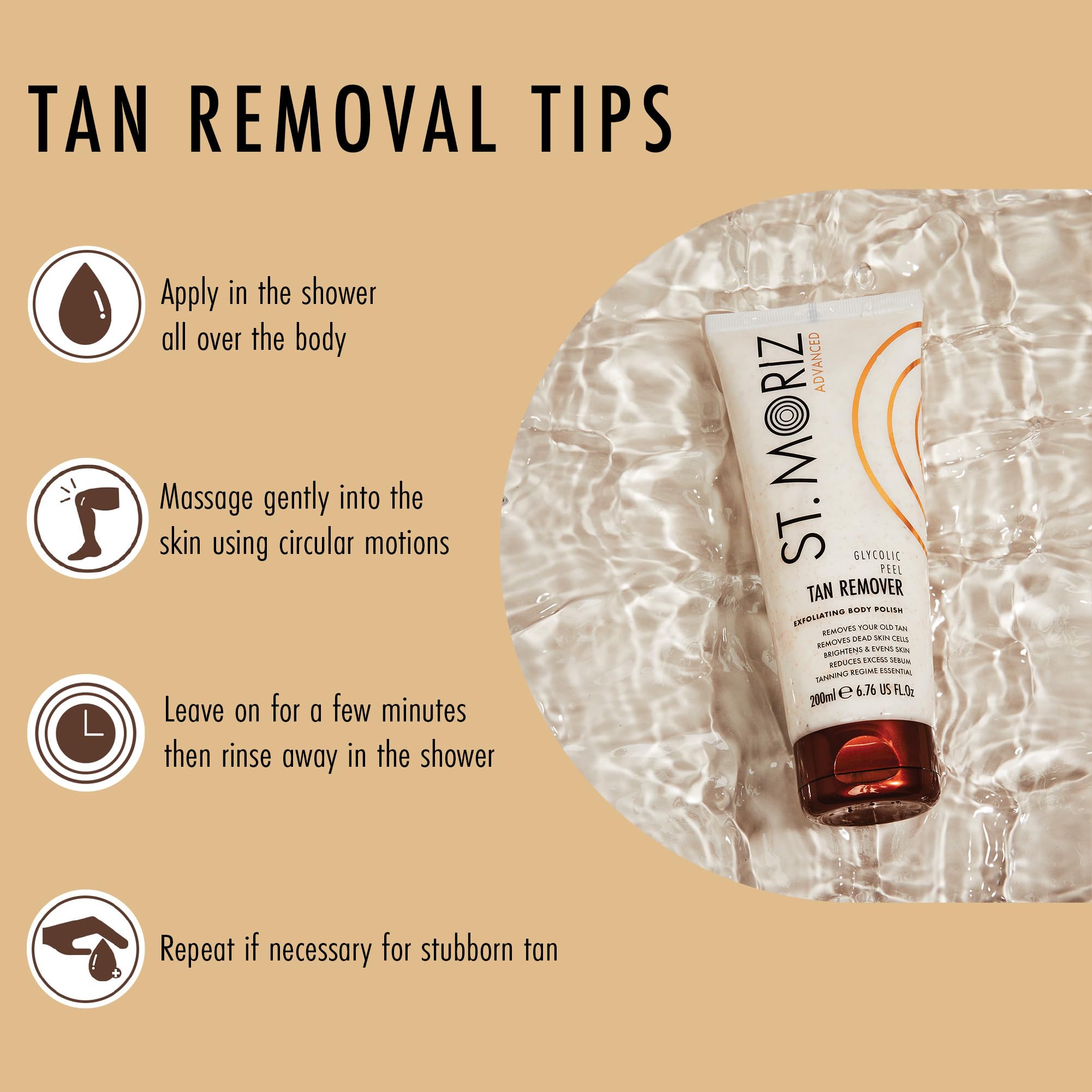 St Moriz Advanced Glycolic Peel Tan Remover Scrub with Glycolic & Salicylic Acid, 200ml 5