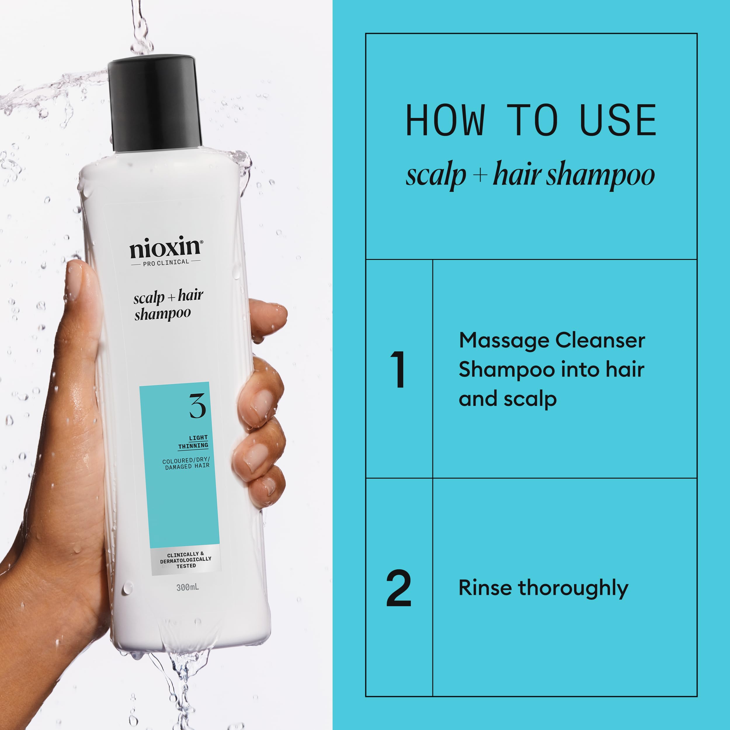 NIOXIN System 3 Shampoo for Coloured, Dry, Damaged Hair with Light Thinning - 300ml 5
