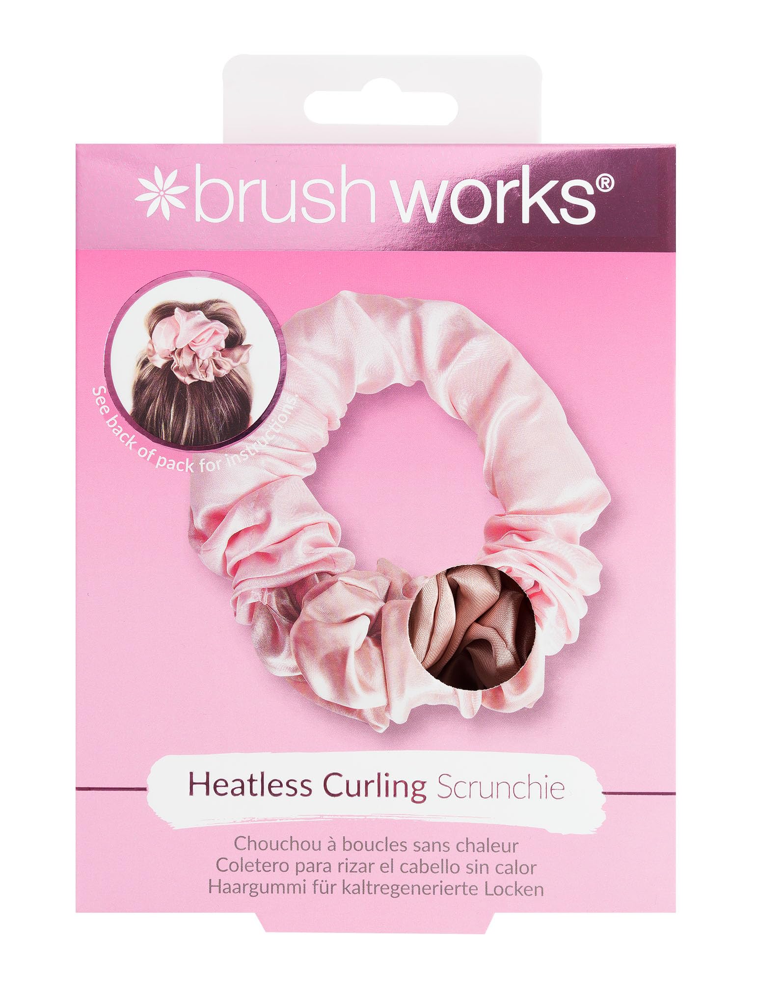 Brushworks Heatless Curling Scrunchie Pink for Overnight Soft Curls