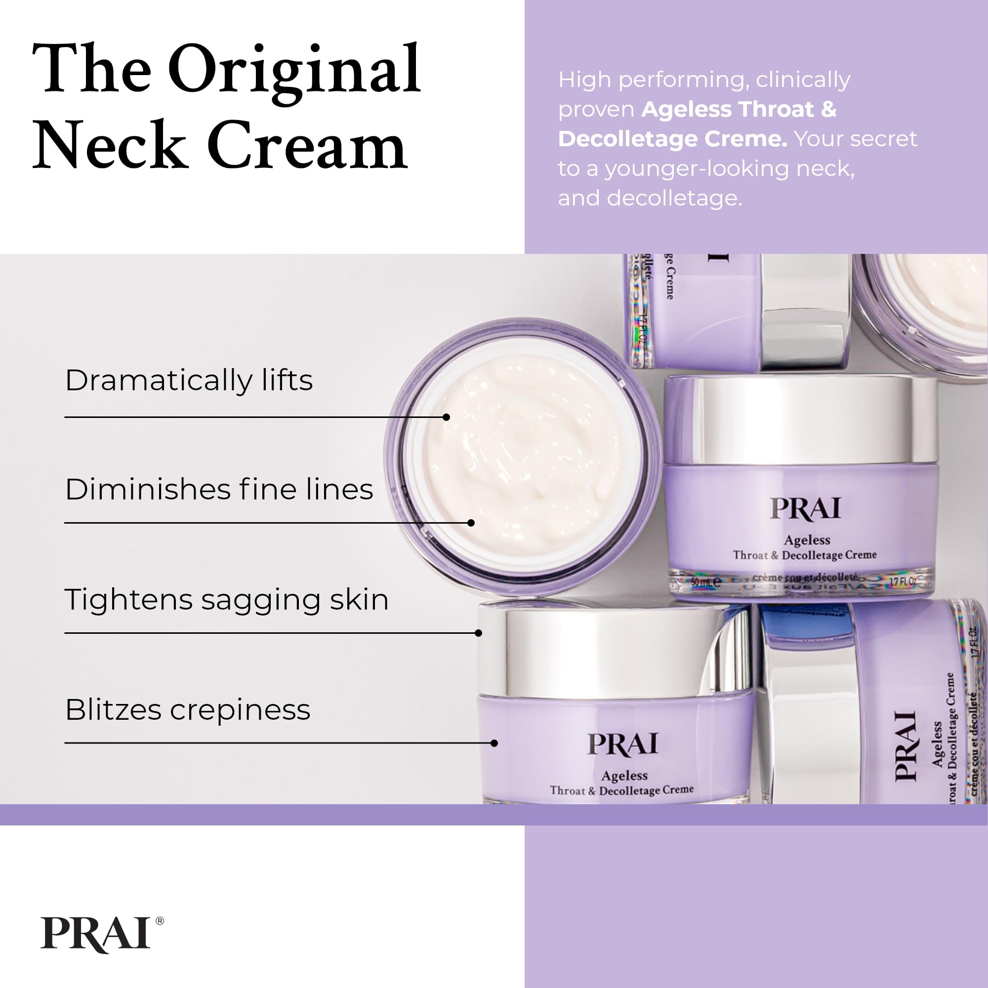 PRAI Ageless Hals- und Dekolletécreme 30 ml – Anti-Aging- und Kollagen-fördernde Hautpflegecreme – Strafft und festigt die Haut, reduziert Falten – Luxuriöse Halspflege mit Hyaluronsäure – Ergebnisse in 7 Tagen 2