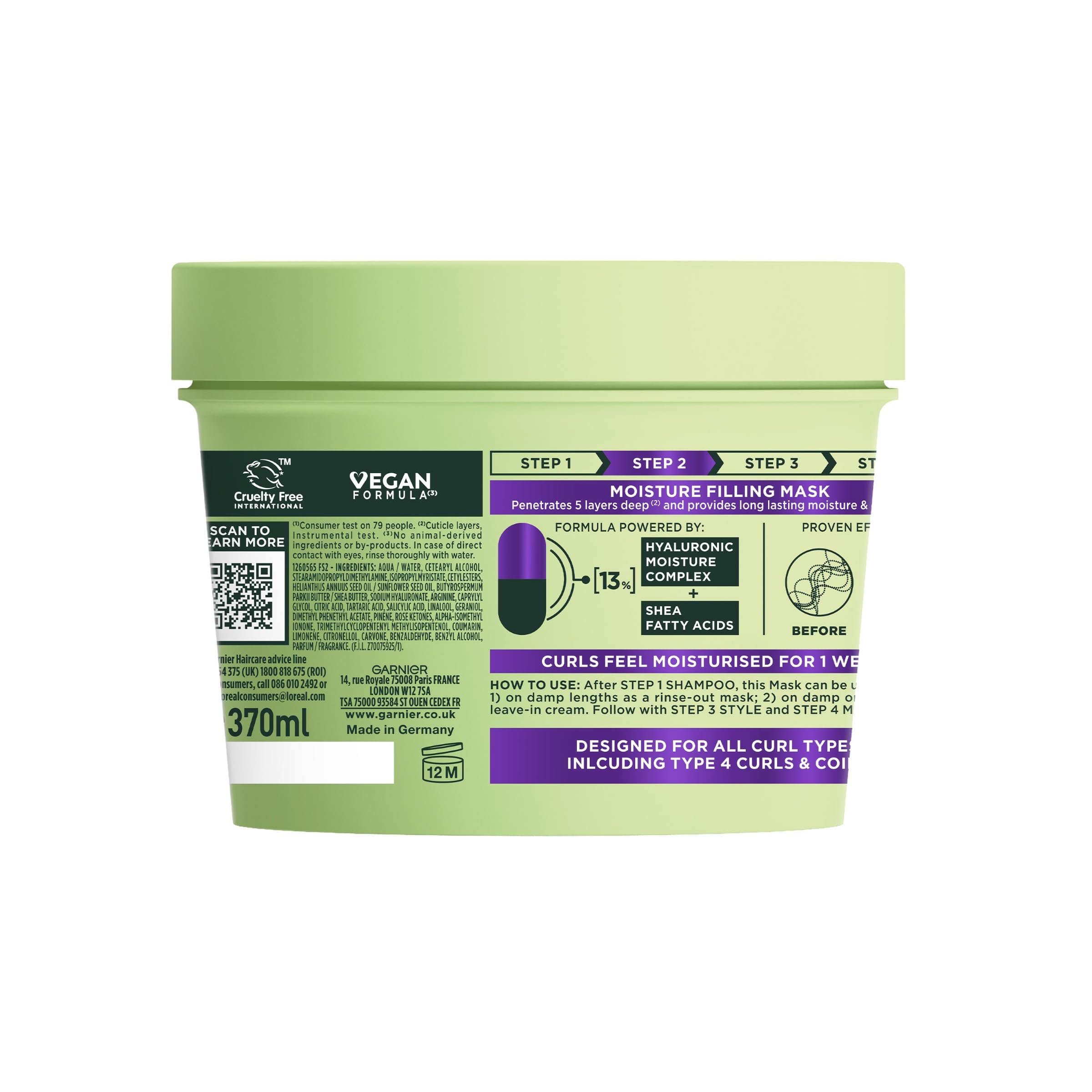 Garnier Method for Curls Haarmaske, spendet Locken bis zu 7 Tage lang Feuchtigkeit, D 8