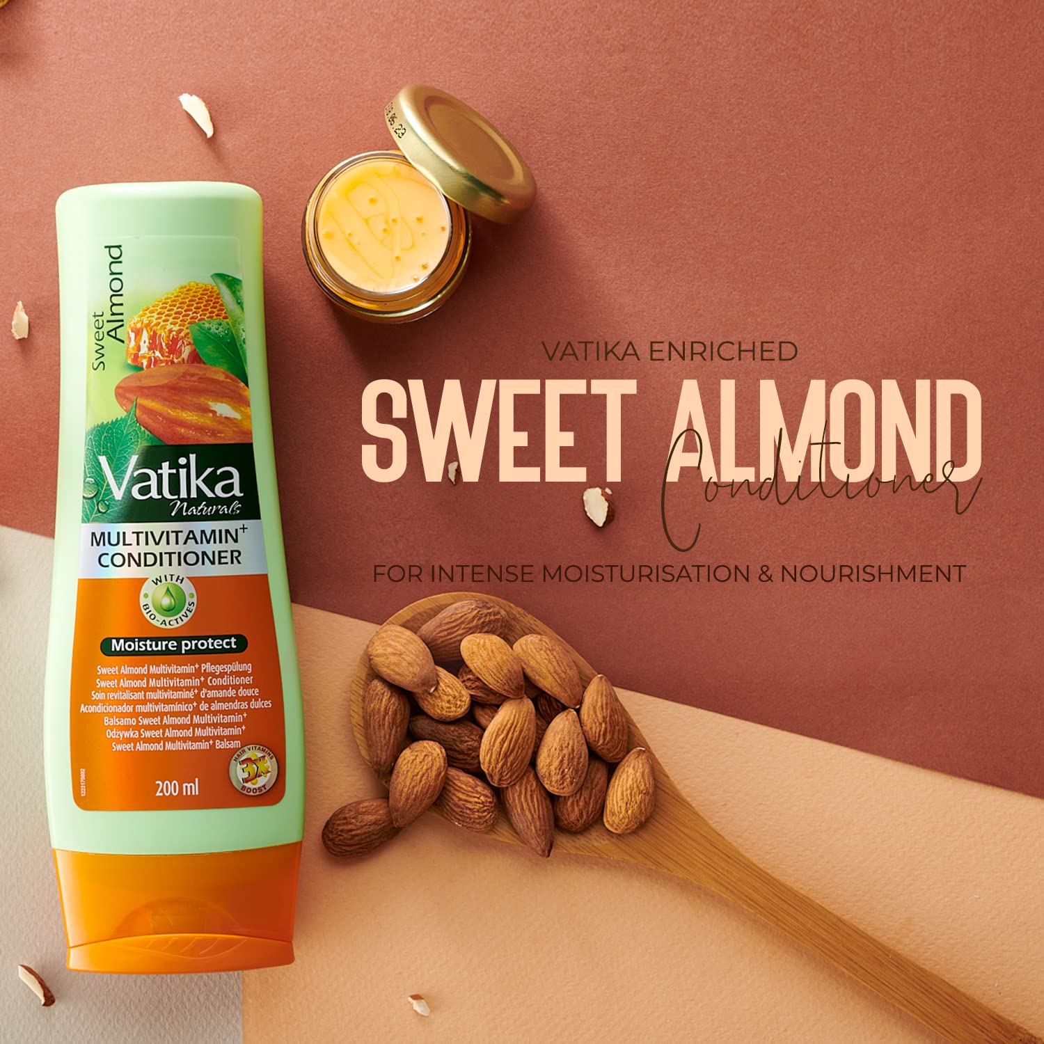 Vatika Naturals Sweet Almond Moisturizing Conditioner for Dry, Frizzy, Coarse Hair (200 ml) 3