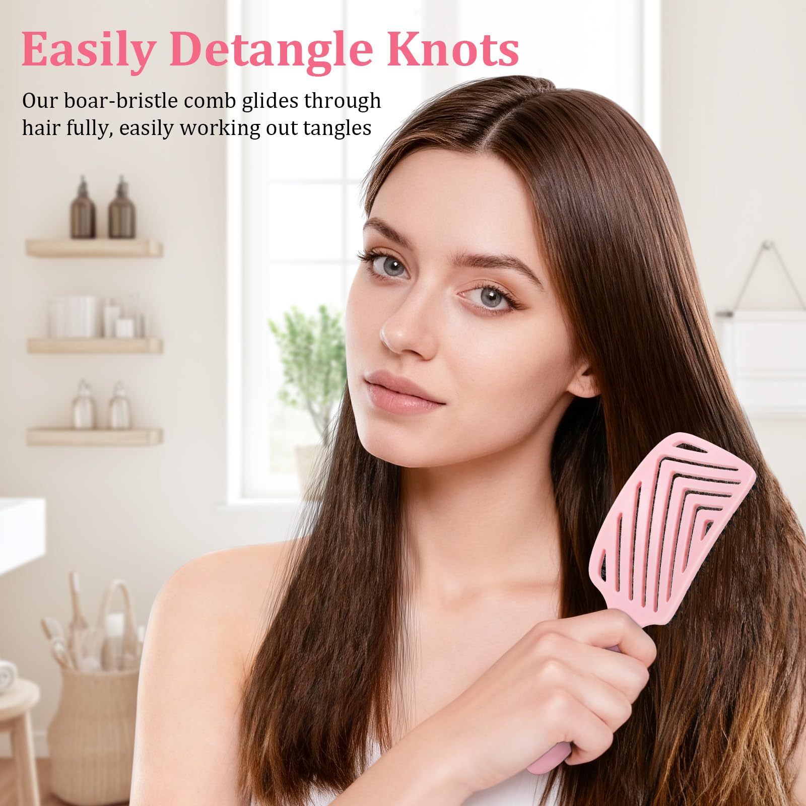 Euqvunn Dual-Bristle Hair Brush with Boar Bristles for Detangling, Shine, and Scalp Massage 7