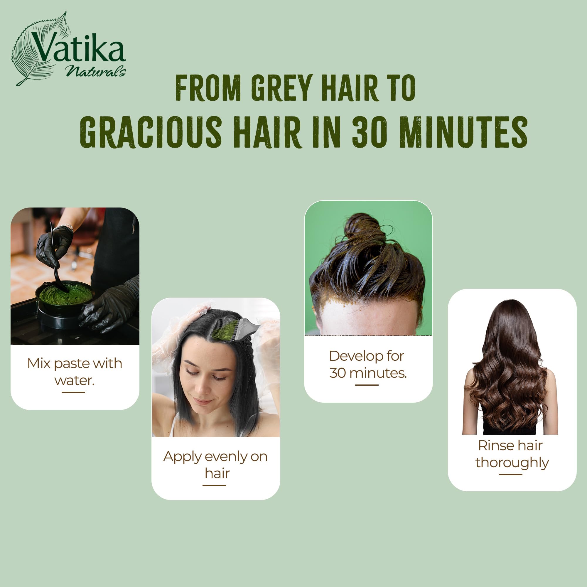Vatika Henna Naturbraune Haarfarbe - 60 g (6 x 10 g Beutel), 100 % Ammoniak 5