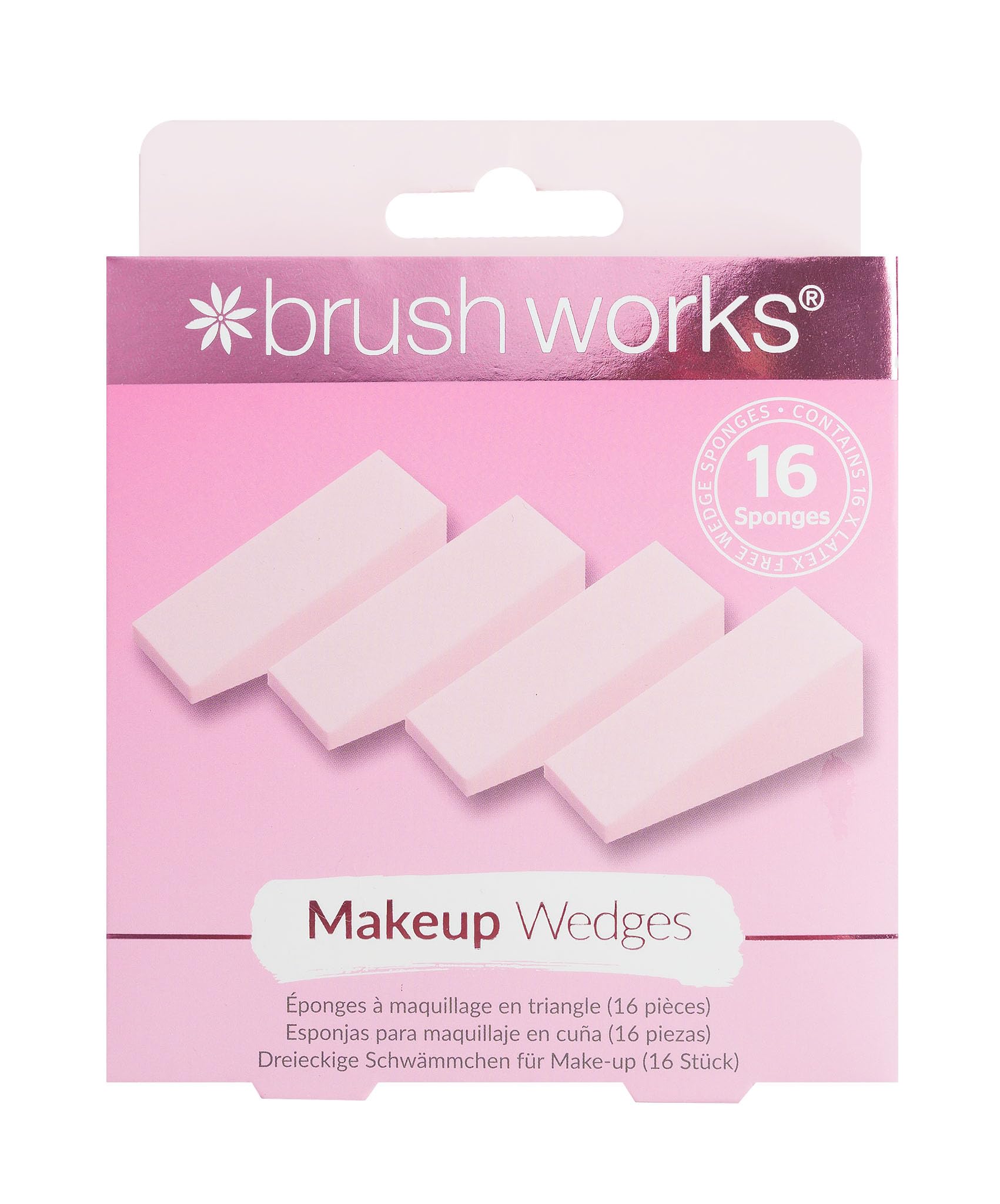 Brushworks 16 Piece Latex-Free Makeup Wedge Sponge Set for Liquid & Cream Blending