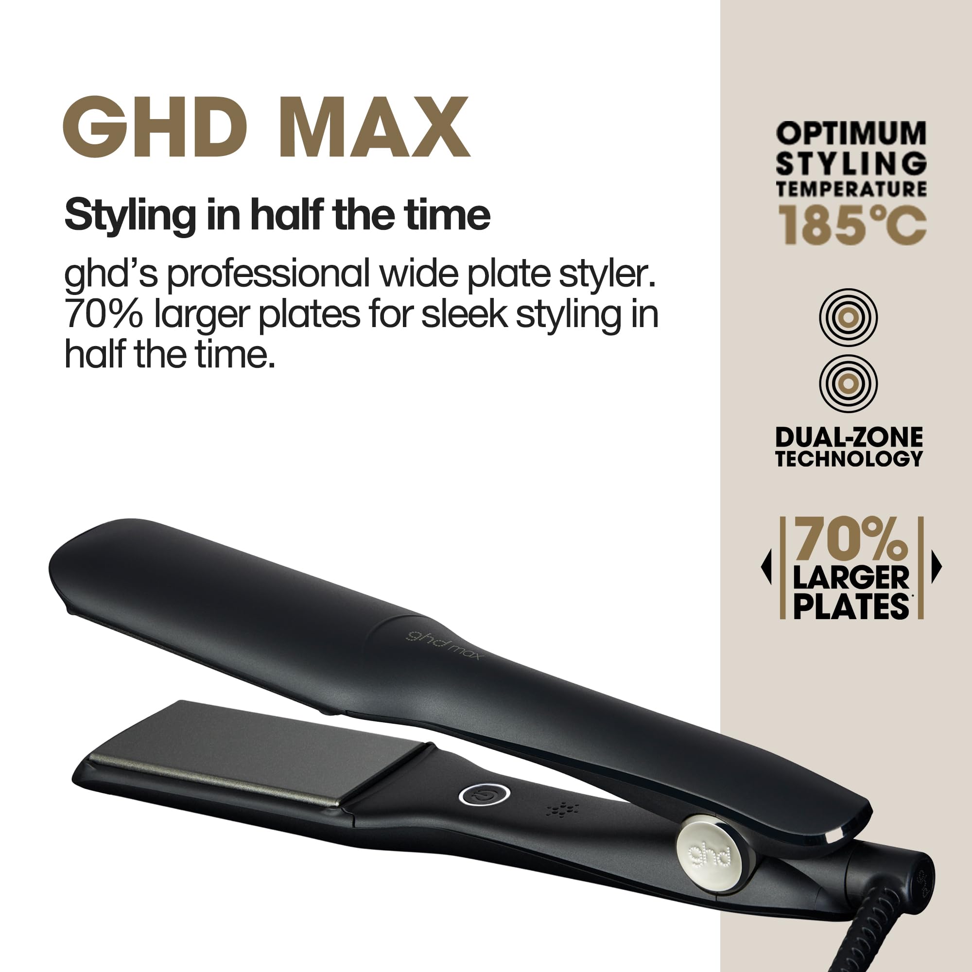 ghd Max Wide Plate Hair Straightener & Styler in Black 3