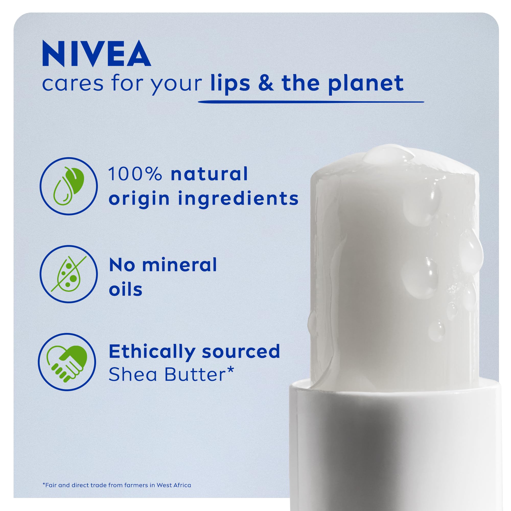 NIVEA Original Care Duo Pack Lip Balm Moisturiser (2x 4.8g) with Shea Butter 7