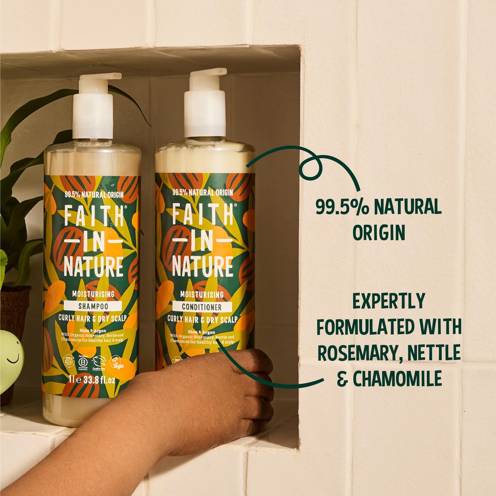 Faith In Nature 1L Natürlicher Shea- &amp; Argan-Conditioner, Feuchtigkeitsspendend für lockiges Haar und trockene Kopfhaut, Vegan &amp; Tierversuchsfrei, Ohne SLS, Silikone oder Parabene, Familiengröße 5