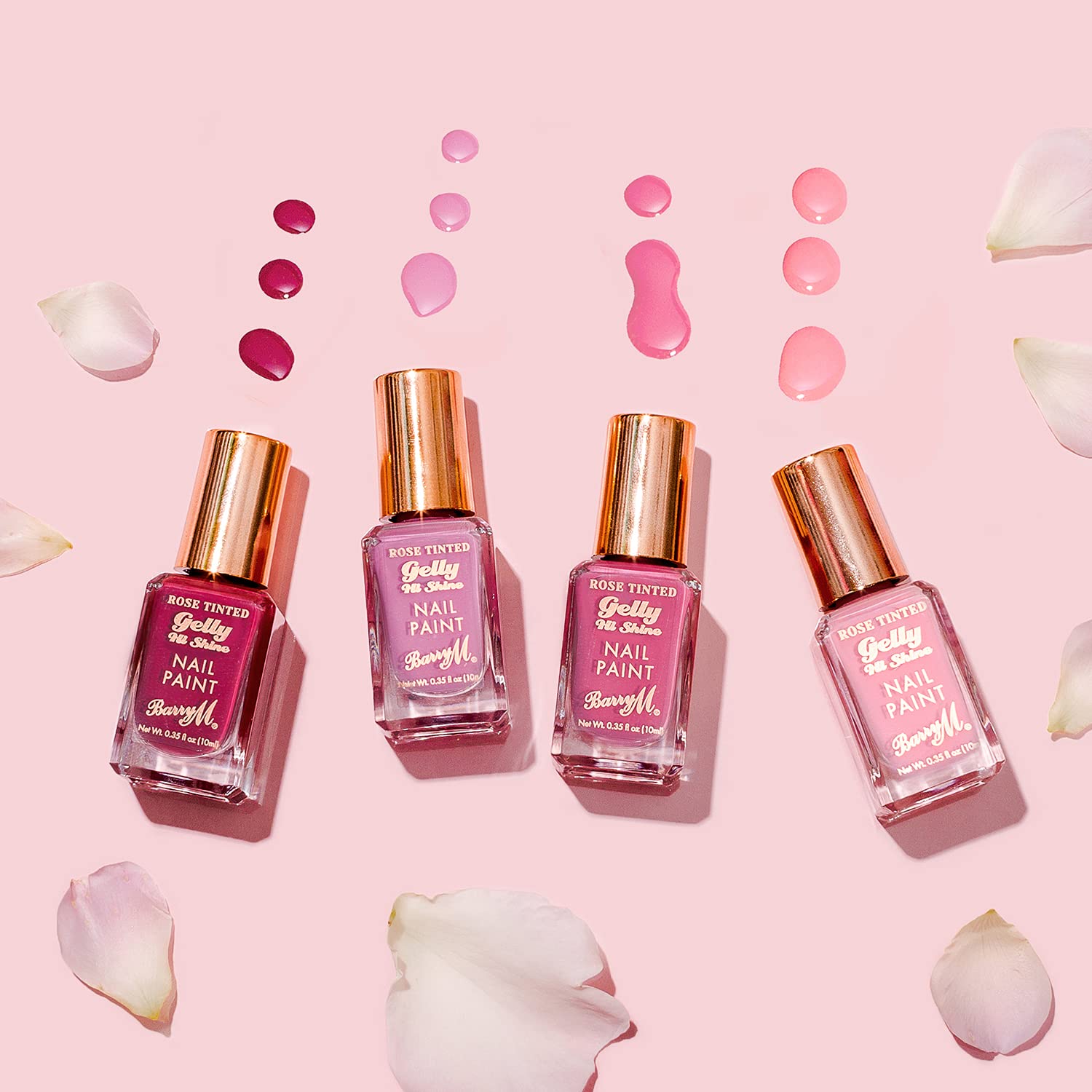 Barry M Romantisches Rosen-Nagellack-Geschenkset, 4 rosafarbene Gel-Hochglanz-Nuancen, Pink 6
