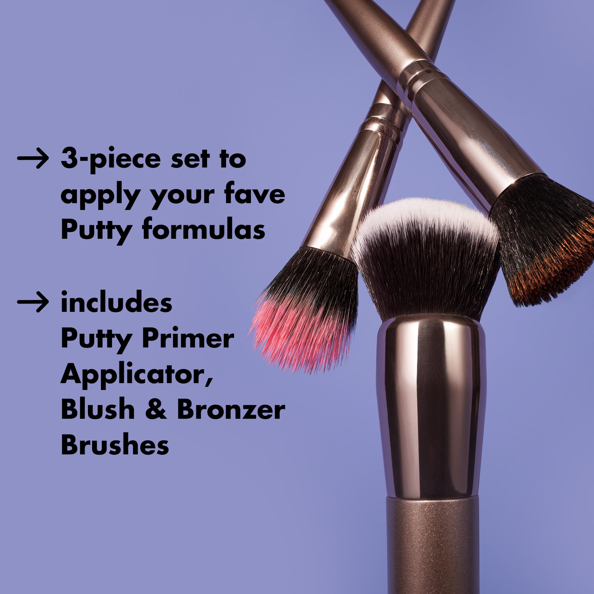 e.l.f. Putty Tools Trio: 3 Face Makeup Brushes for Putty Primers, Blush & Bronzer