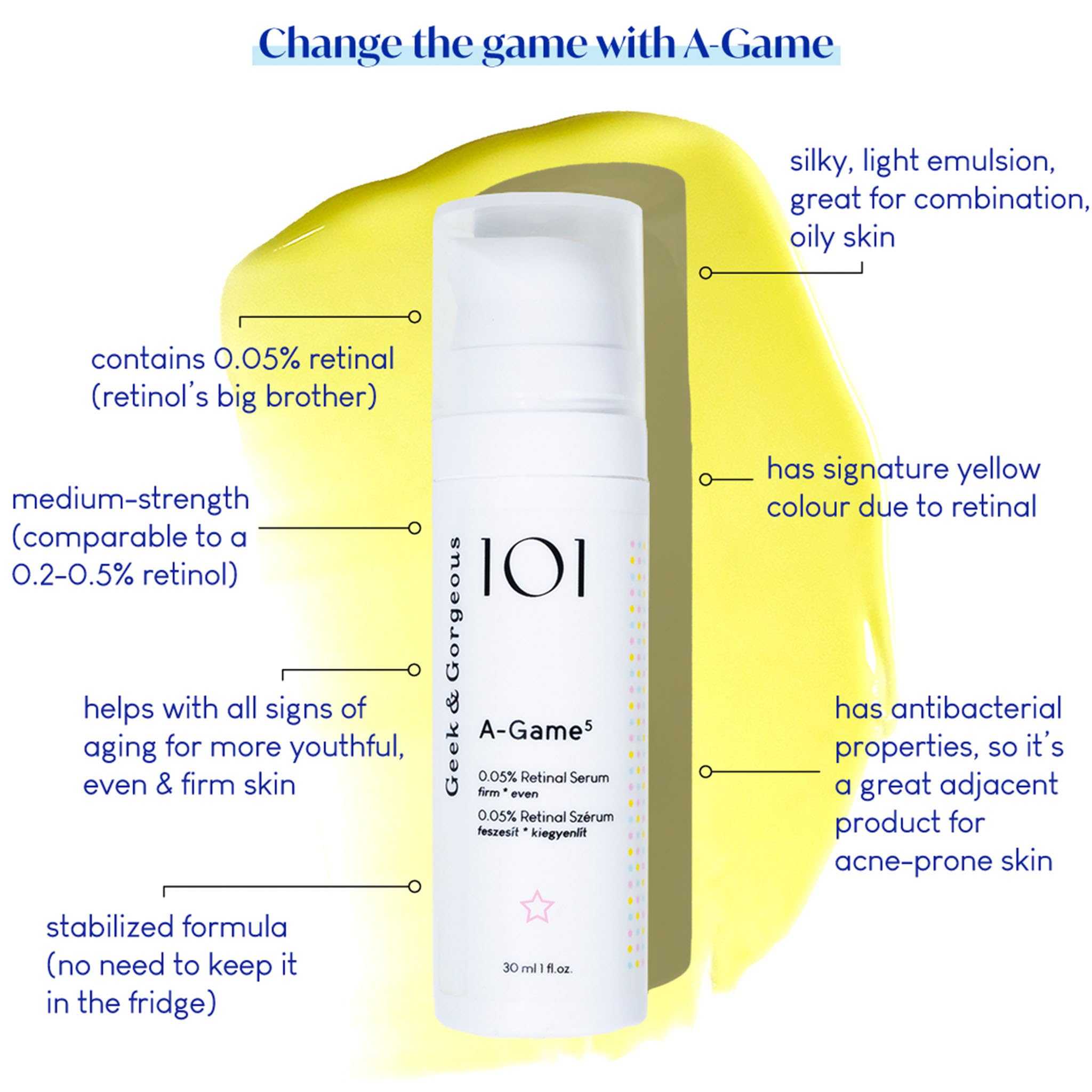 Geek &amp; Gorgeous A-game 5-0,05% Retinalserum – seidig, leicht mit mittlerer Stärke 5