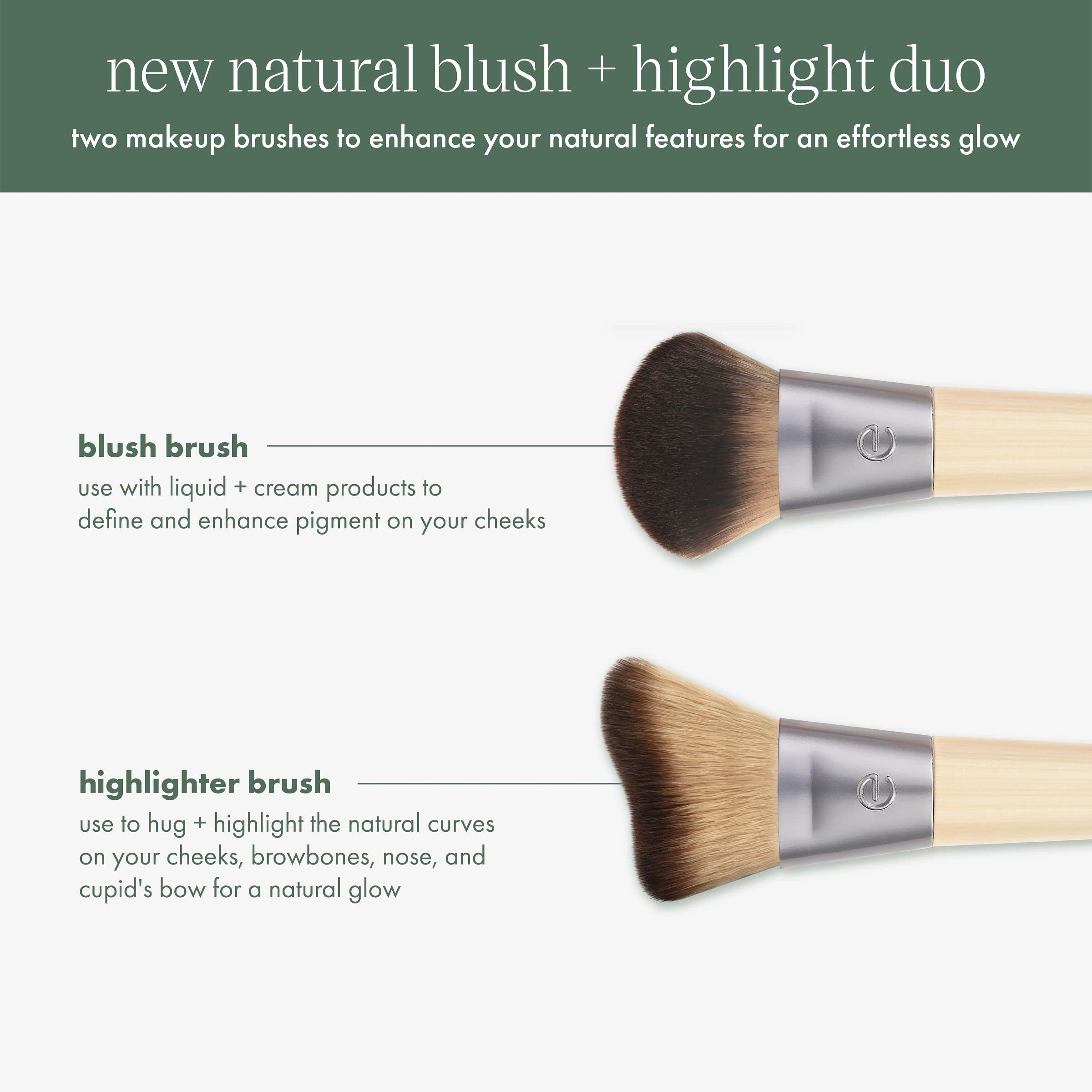 EcoTools New Natural Blush & Highlight Duo Face Makeup Brushes for Liquid and Cream Products 3