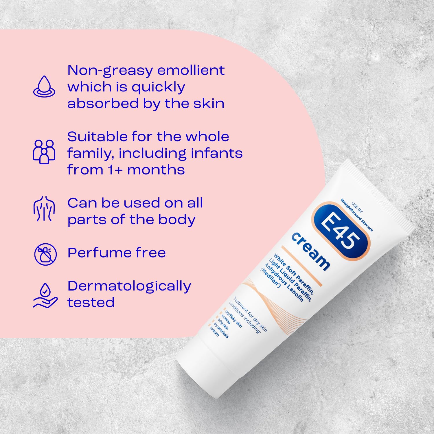 E45 Moisturiser Cream for Dry and Sensitive Skin, 50g 5