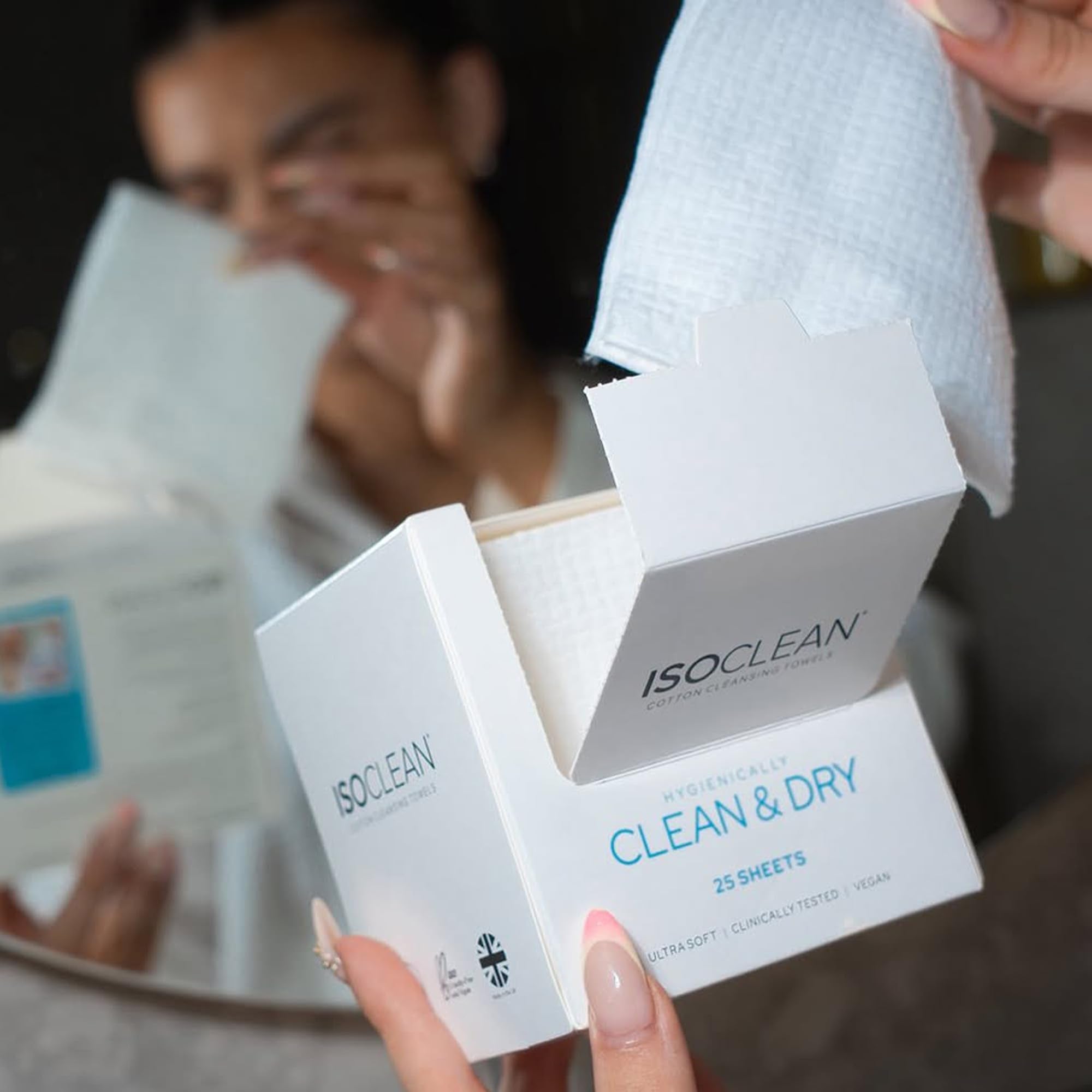 ISOCLEAN Disposable Soft Cotton Face Towels for Makeup Removal and Cleansing 7